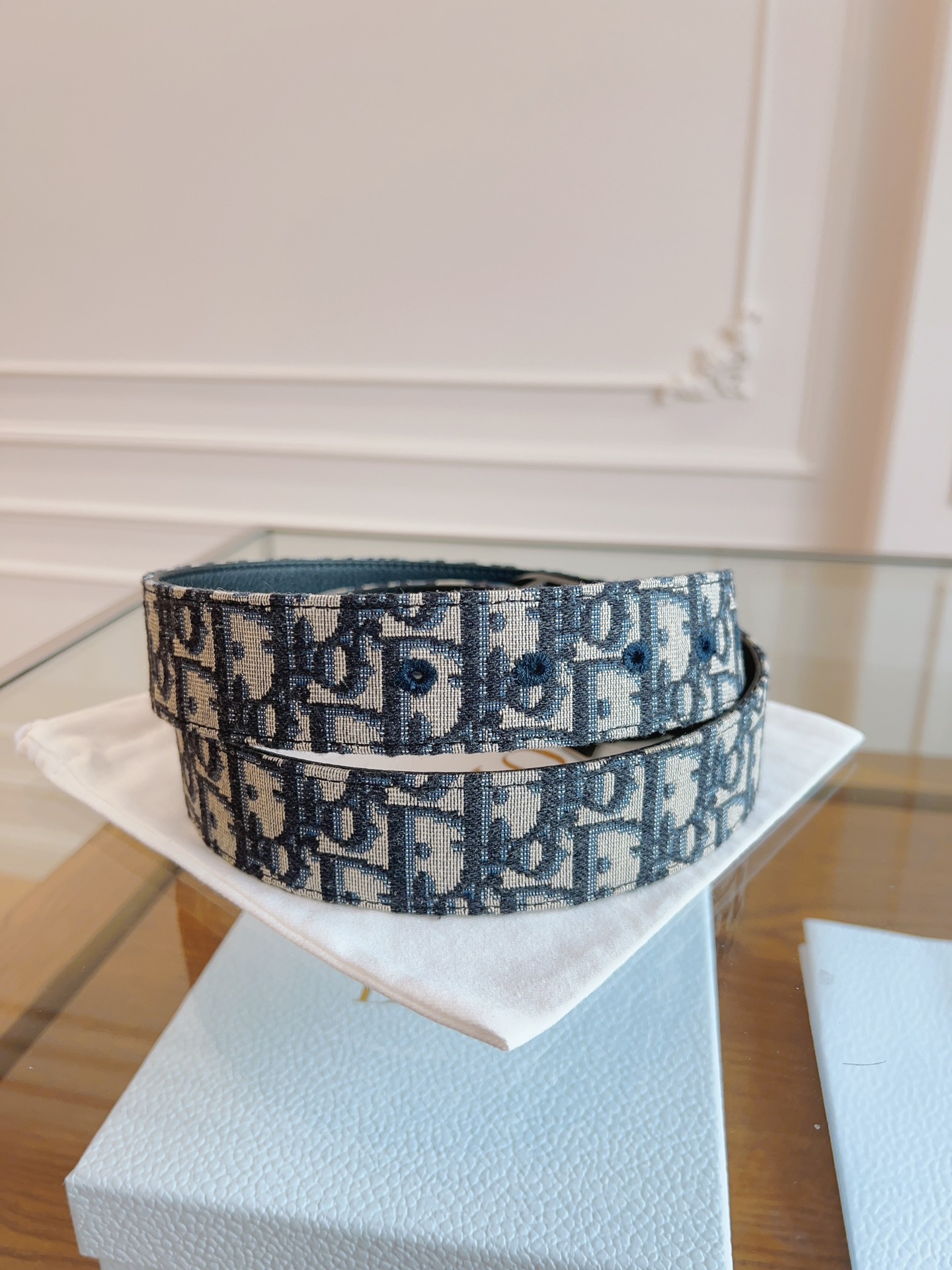 Dior Oblique Canvas and Black Leather Belt, 3.5 cm Width, Silver Star 9 i1714405670 4693 6