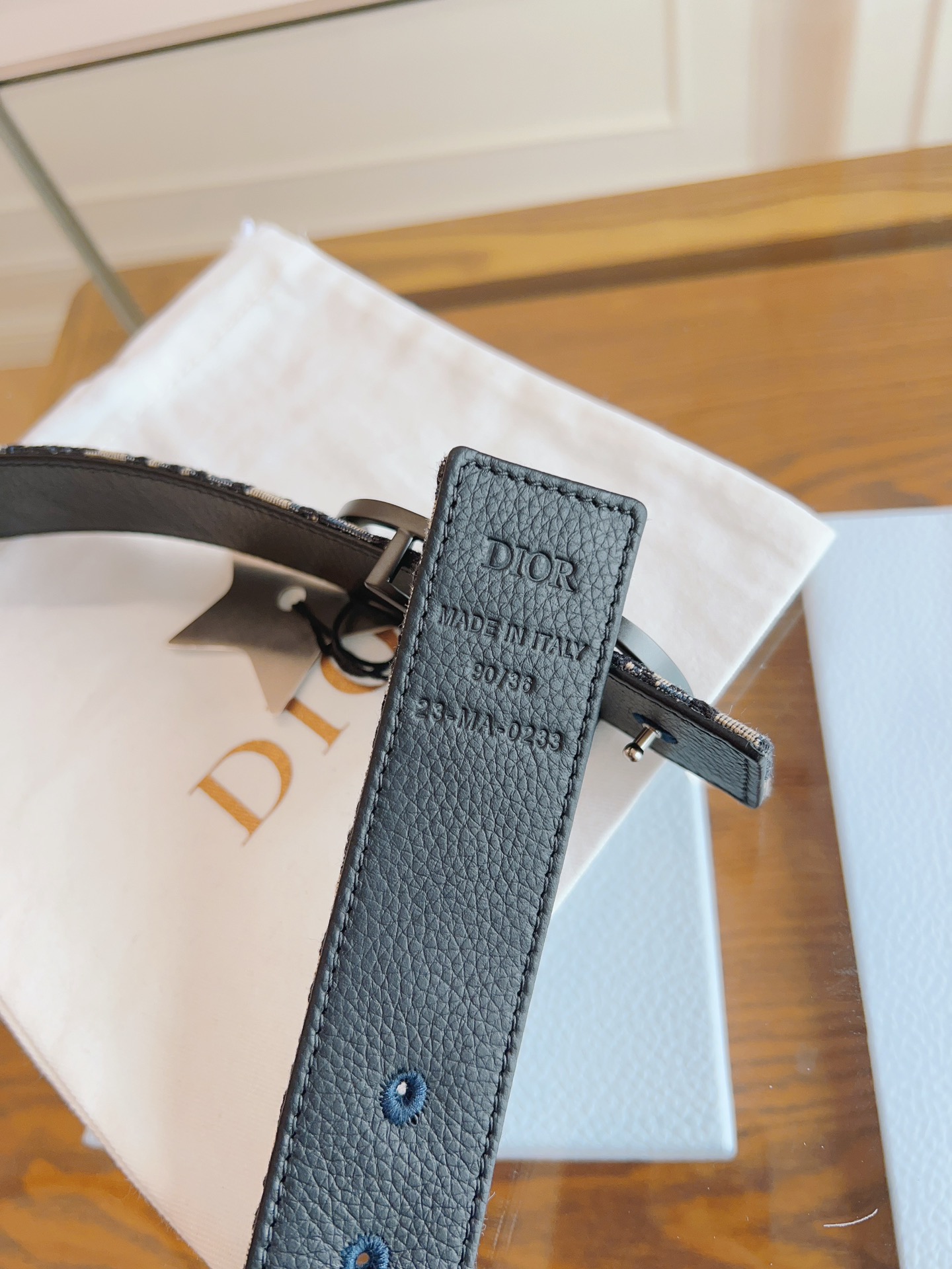 Dior Oblique Canvas and Black Leather Belt, 3.5 cm Width, Silver Star 8 i1714405670 6866 4