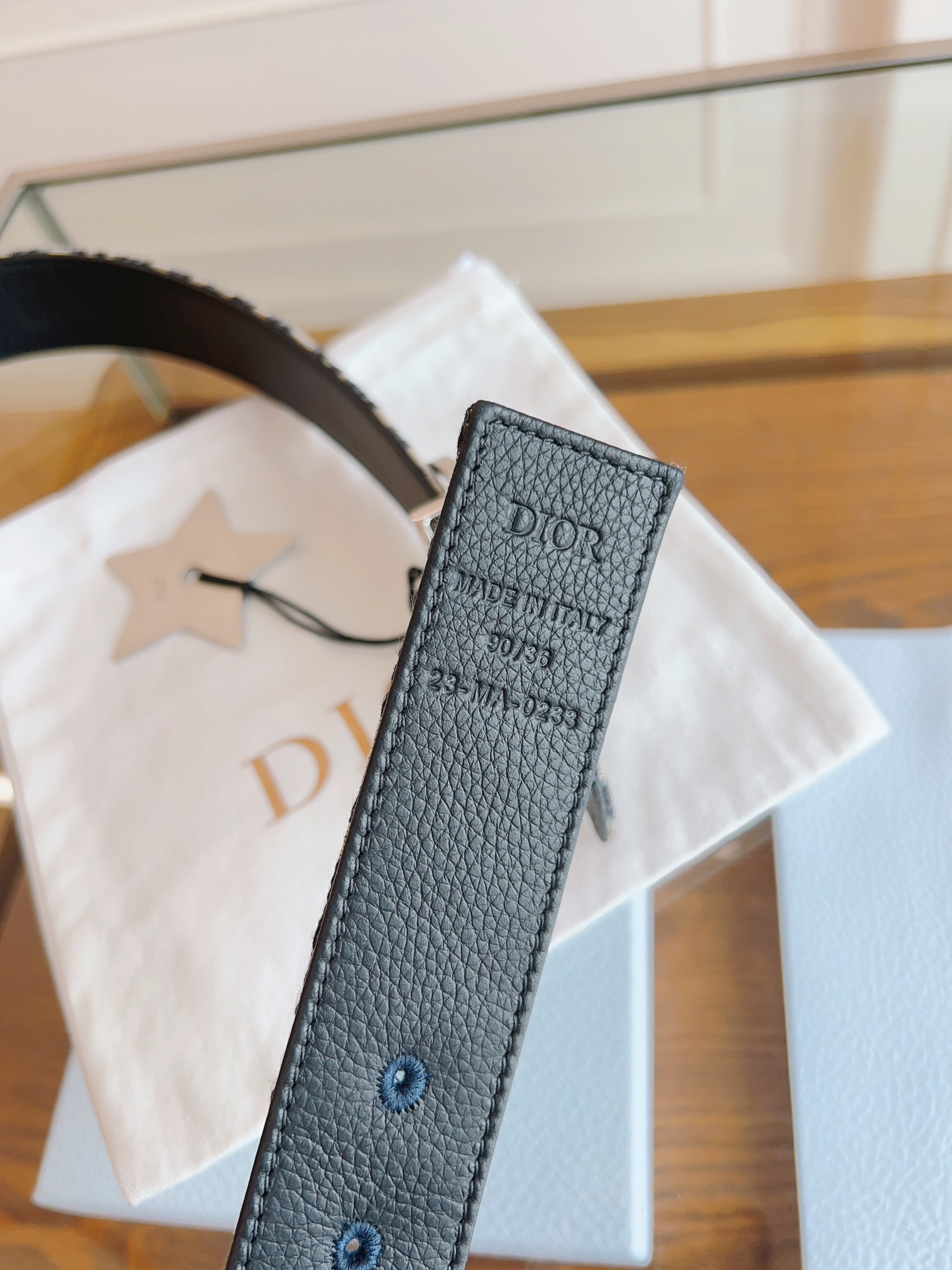 Dior Oblique Canvas Belt, 3.5cm - Blue Fabric and Black Leather 7 i1714405700 8141 1