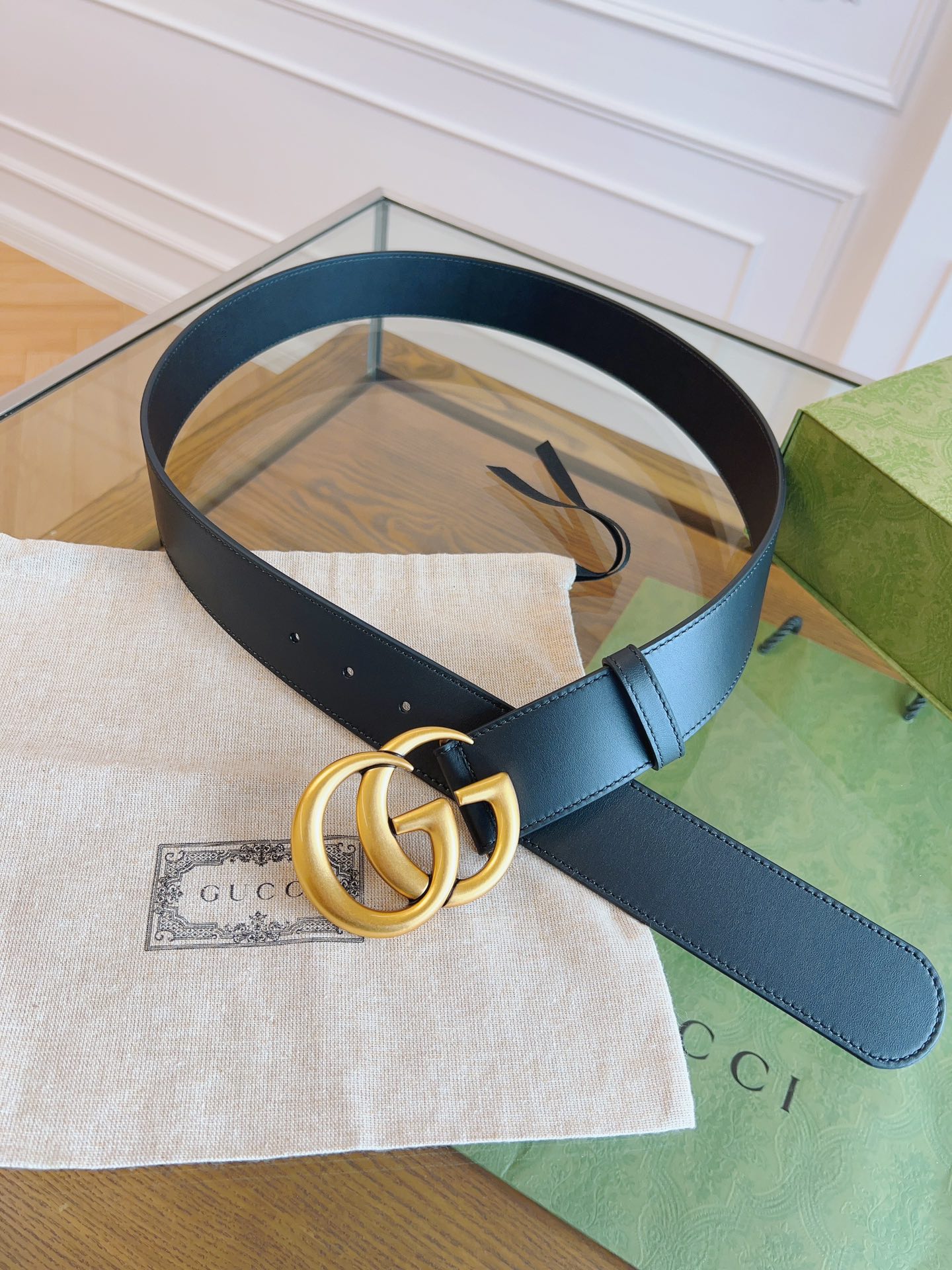 P160🏖代购正品级 Gucci 古驰 男女同款 专柜品质 🇫🇷法国原厂皮料，黑色小牛皮 搭配顶级精品古铜五金 品质毋庸置疑 没有更好 只有最好  皮带宽度4.0厘米 追求高端入