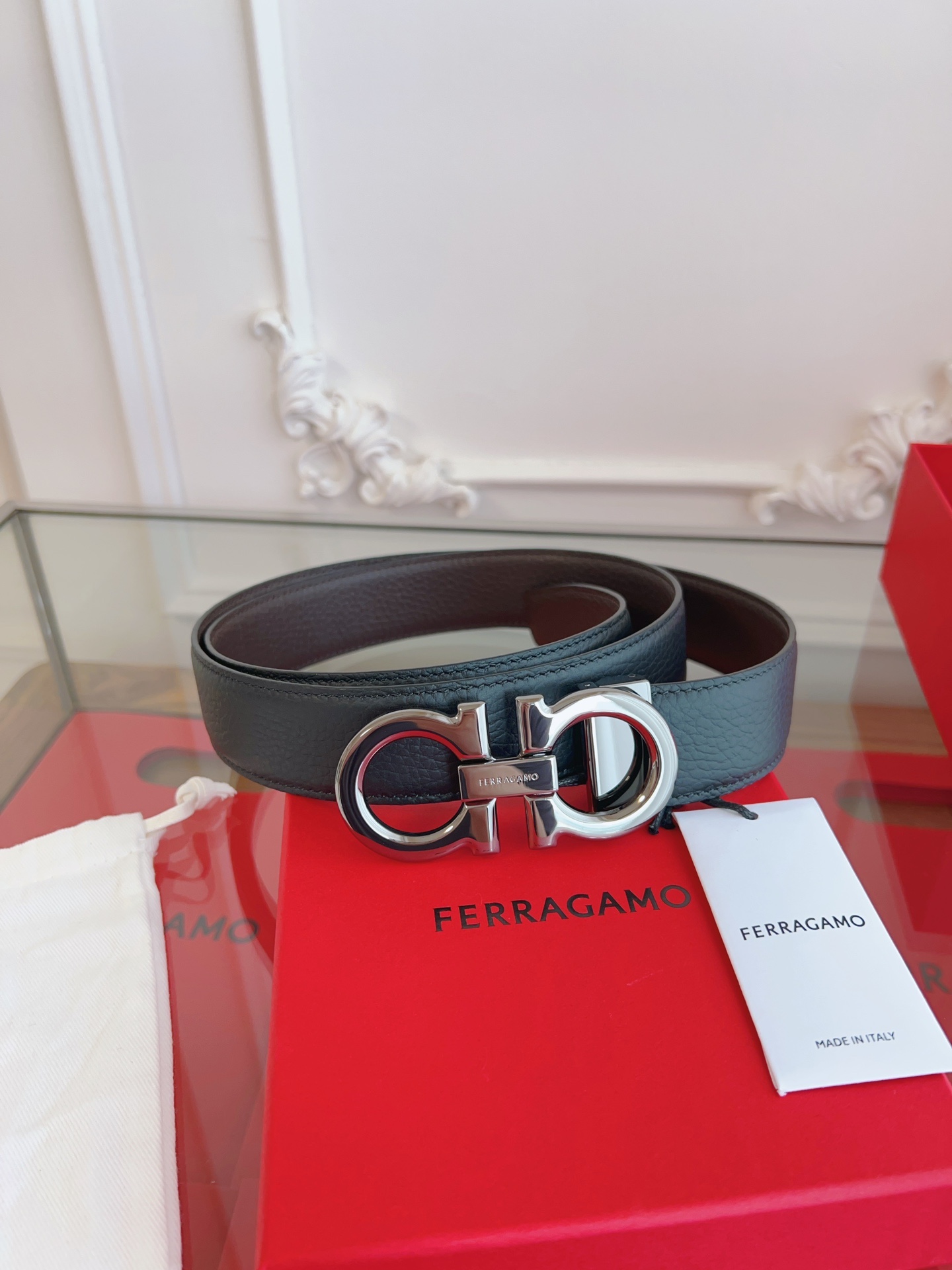 Ferragamo.菲拉格慕配图新款包装宽度3.5cm高级定制款男士皮带双面进口牛皮可双面使用自行选择搭