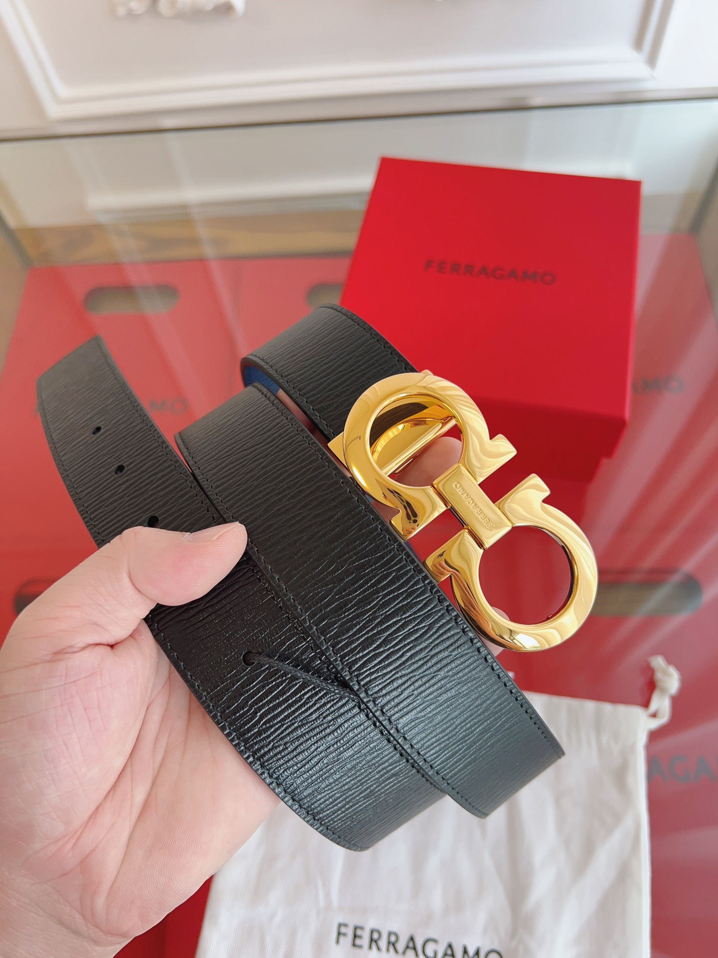 Ferragamo.菲拉格慕配图新款包装宽度3.5cm高级定制款男士皮带双面进口牛皮可双面使用自行选择搭