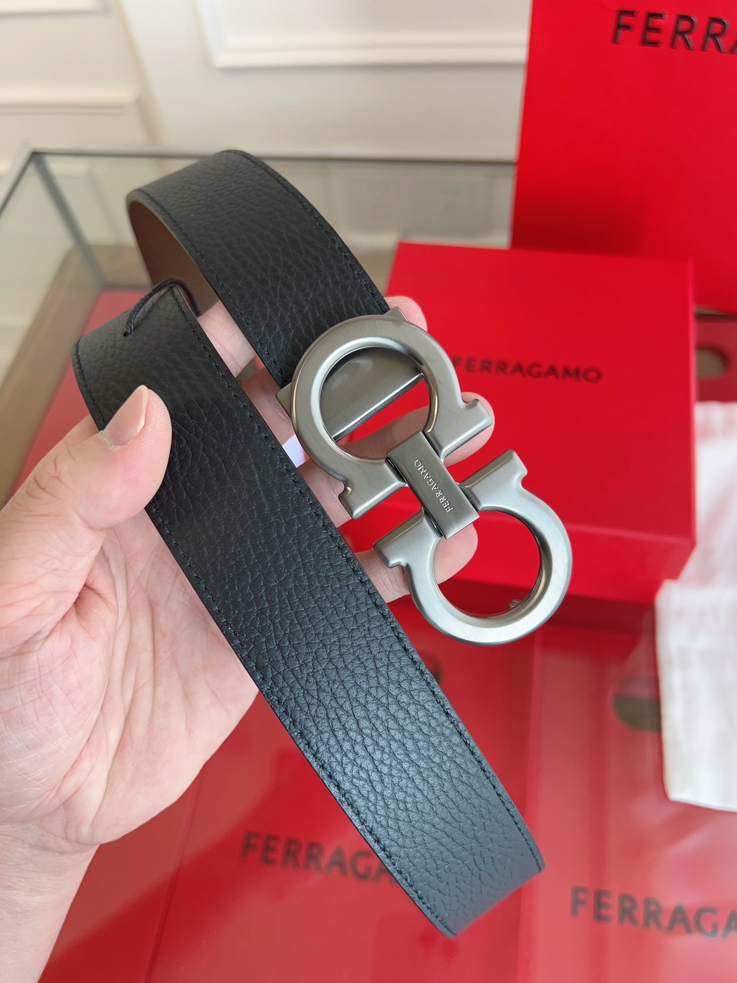 菲拉格慕3.5cm 原厂皮料 精密黄铜五金升级版NFC芯片 正品厂...