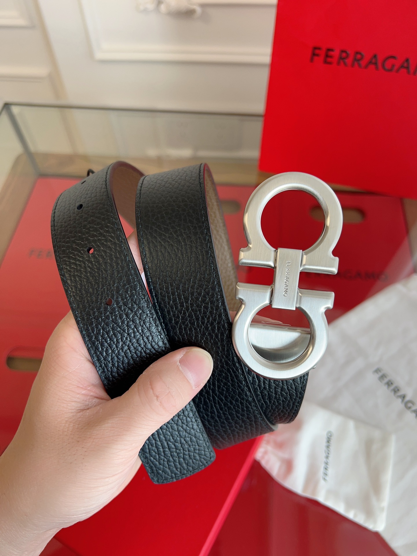 菲拉格慕3.5cm 原厂皮料 精密黄铜五金升级版NFC芯片 正品厂...