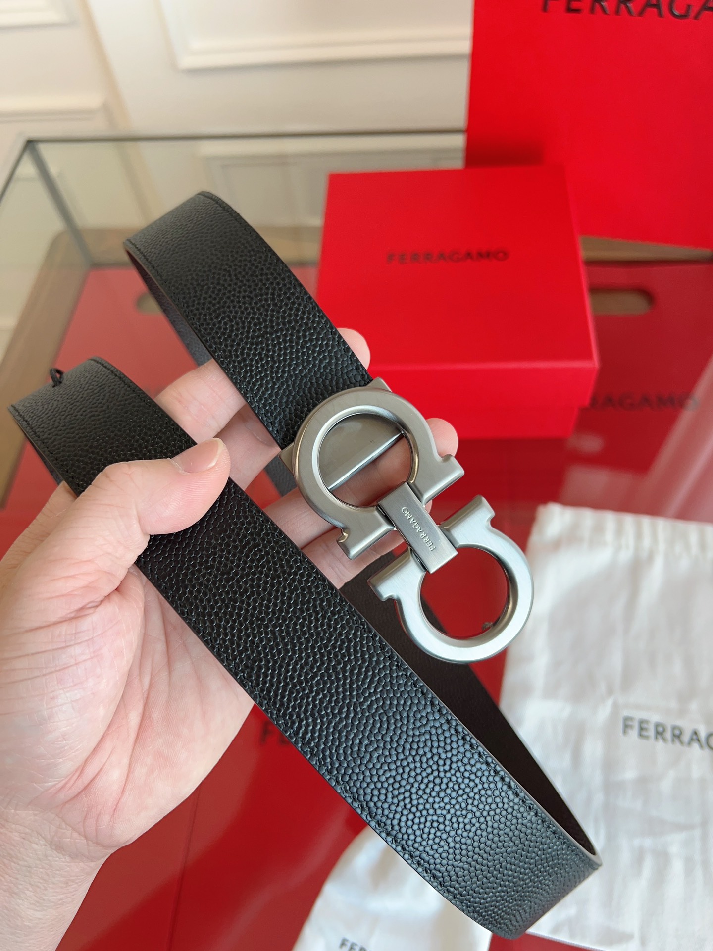 菲拉格慕3.5cm 原厂皮料 精密黄铜五金升级版NFC芯片 正品厂...