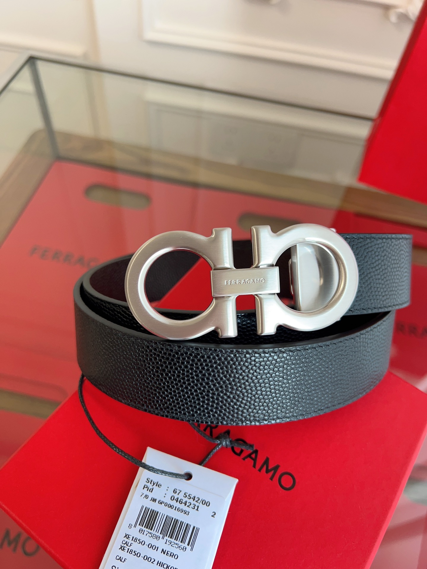 Fashion Belt with Double-Headed Cow Skin and NFC Chip Security, 3.5 cm Width - 图片 2