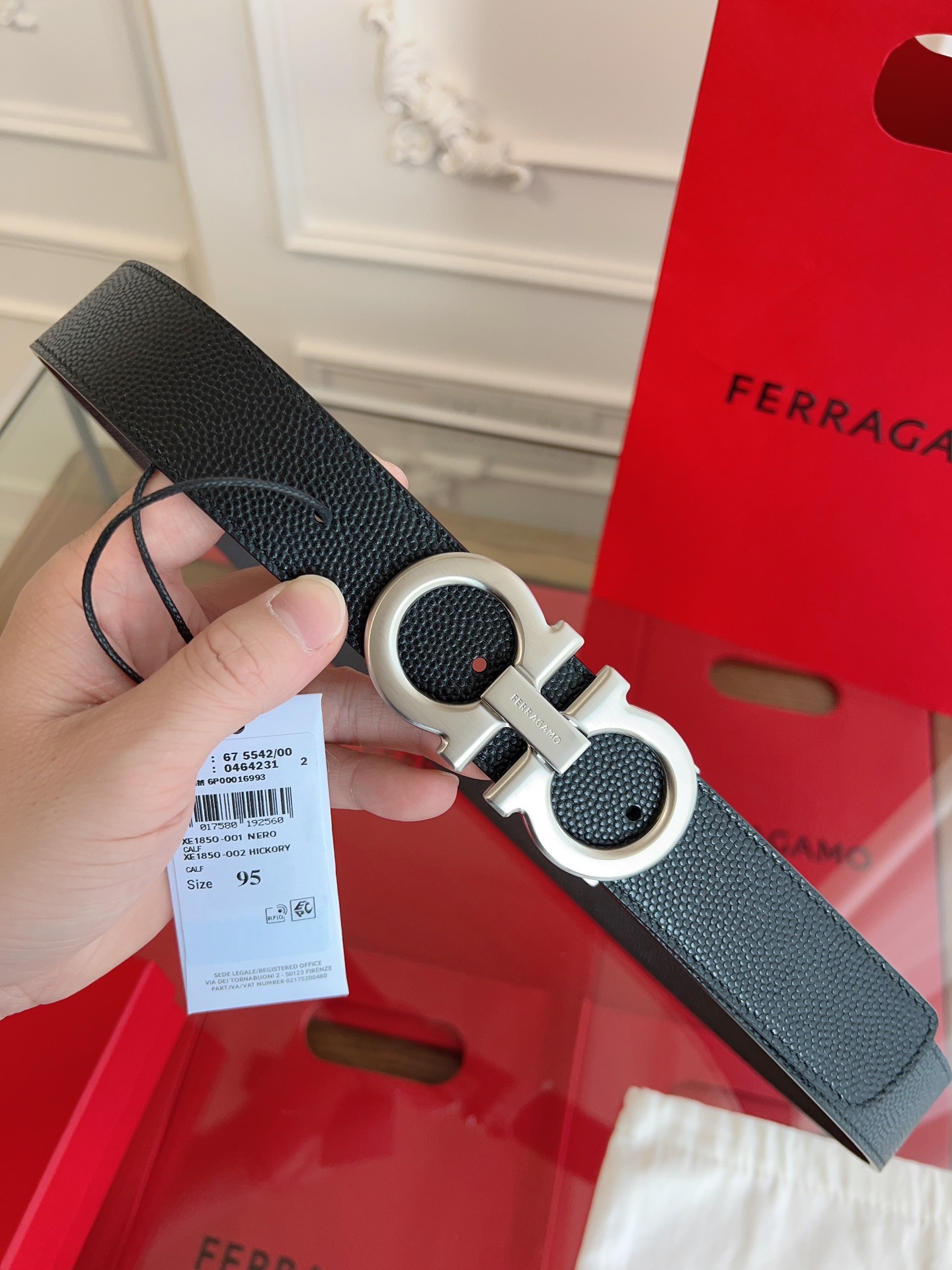 Fashion Belt with Double-Headed Cow Skin and NFC Chip Security, 3.5 cm Width - 图片 3