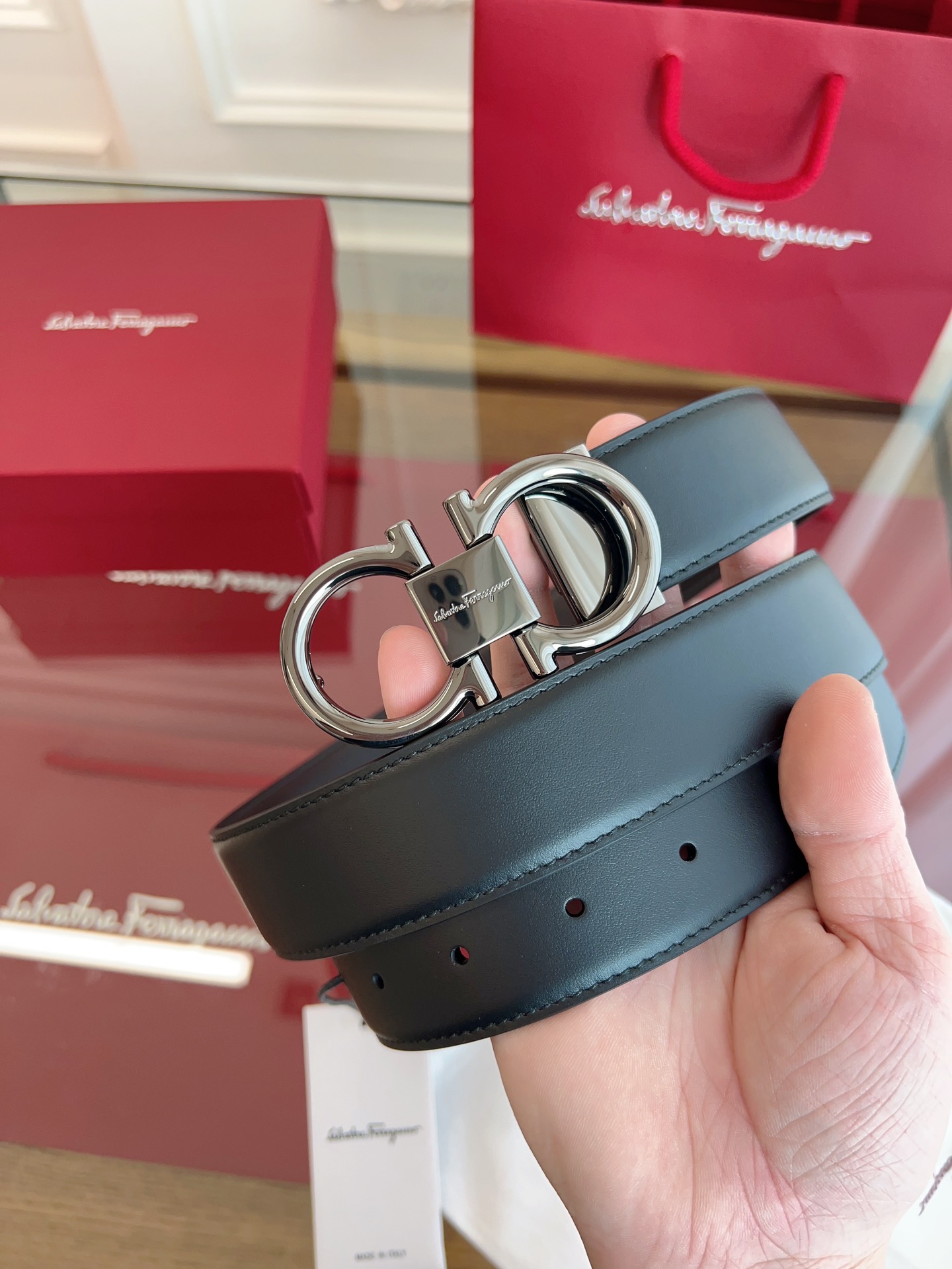 菲拉格慕3.5cm 原厂皮料精密黄铜五金升级版NFC芯片正品厂IP...