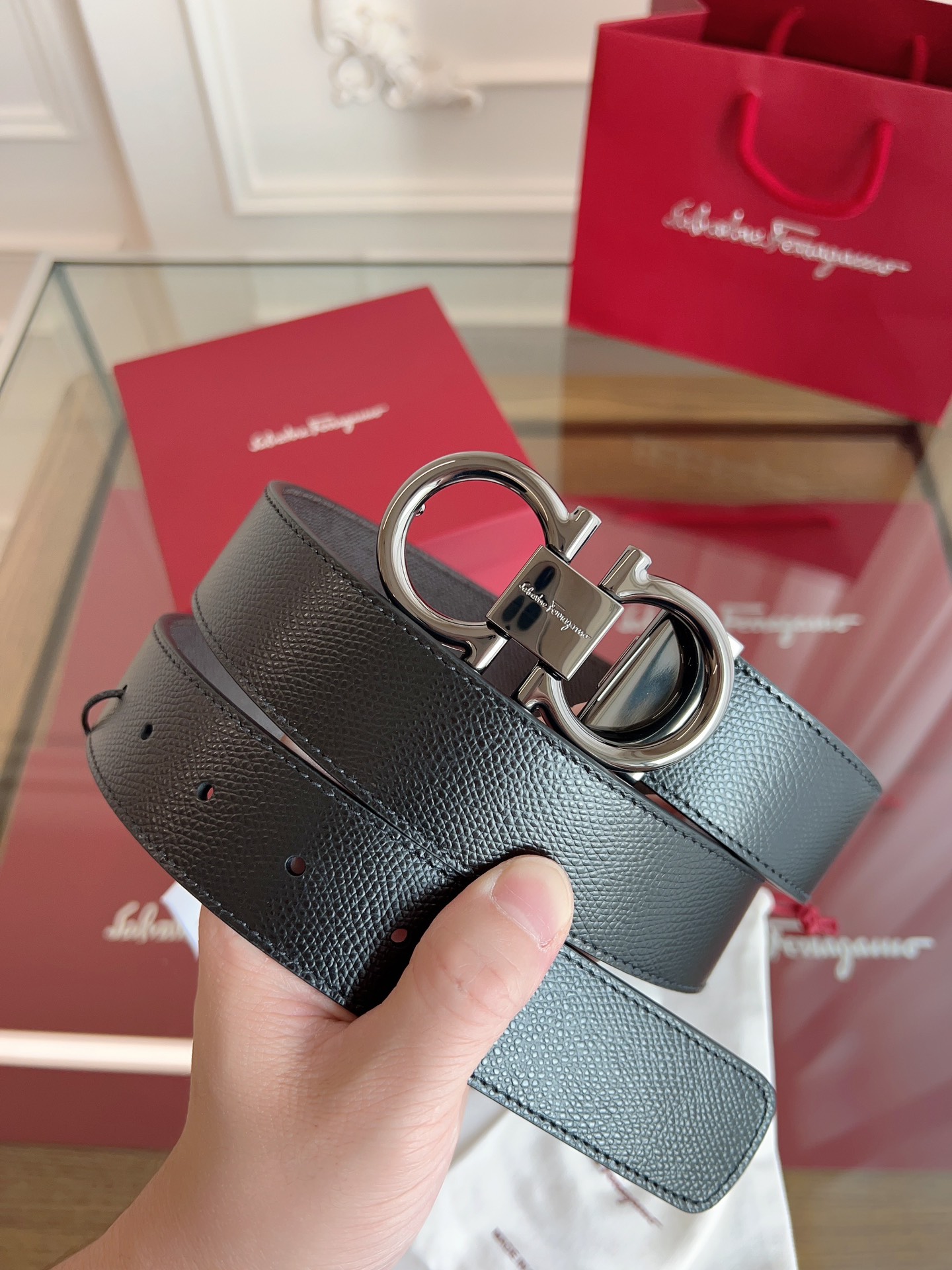 菲拉格慕3.5cm 原厂皮料 精密黄铜五金升级版NFC芯片 正品厂...