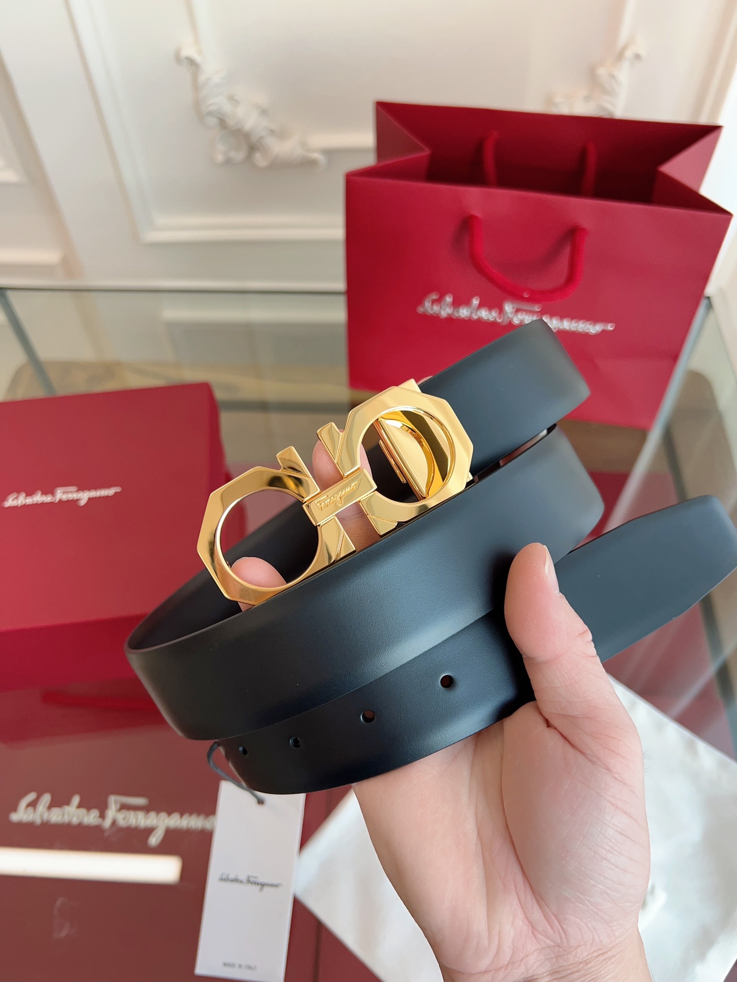 菲拉格慕3.5cm 原厂皮料 精密黄铜五金升级版NFC芯片 正品厂...