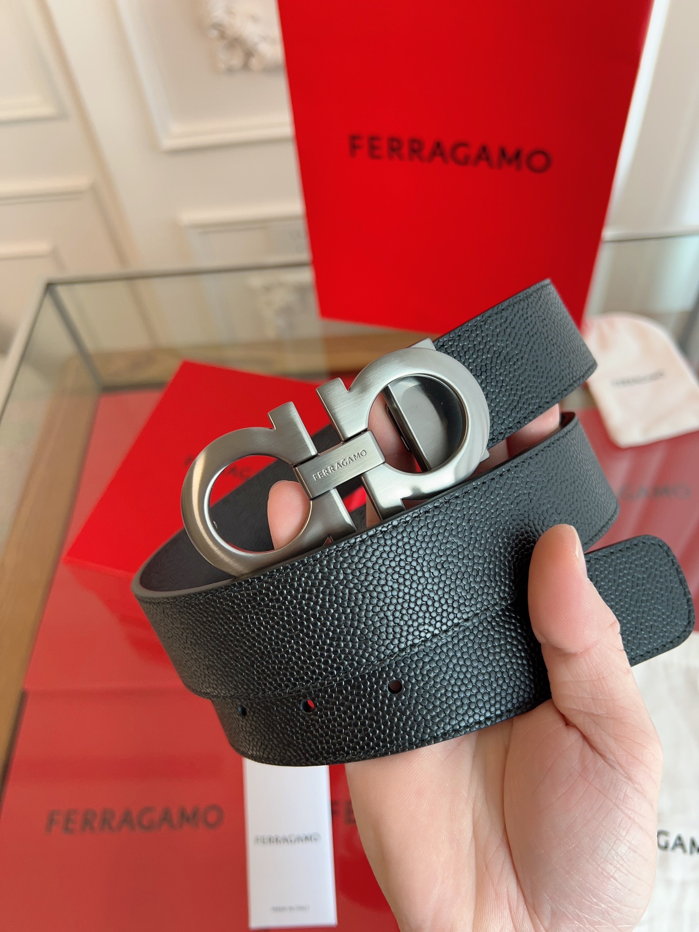 菲拉格慕3.5cm 原厂皮料 精密黄铜五金升级版NFC芯片 正品厂...