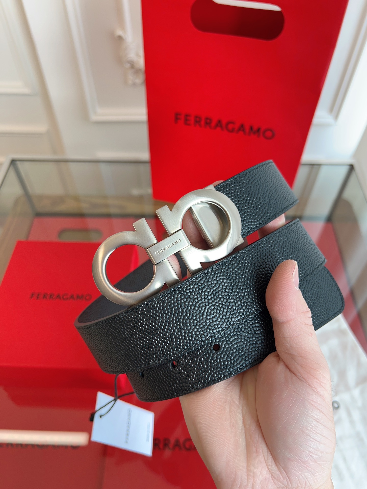 菲拉格慕3.5cm 原厂皮料 精密黄铜五金升级版NFC芯片正品厂I...