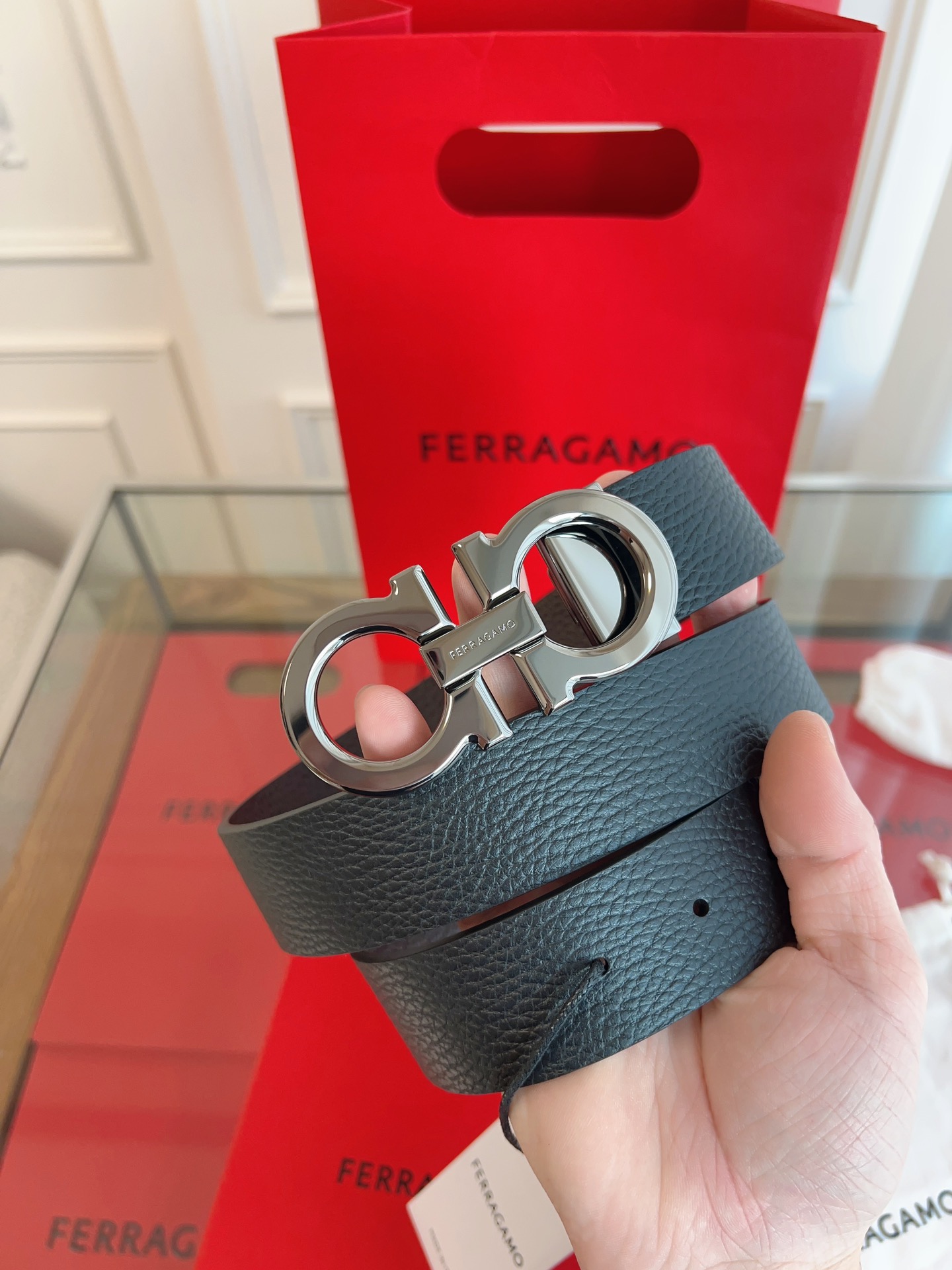 菲拉格慕3.5cm 原厂皮料 精密黄铜五金升级版NFC芯片 正品厂...