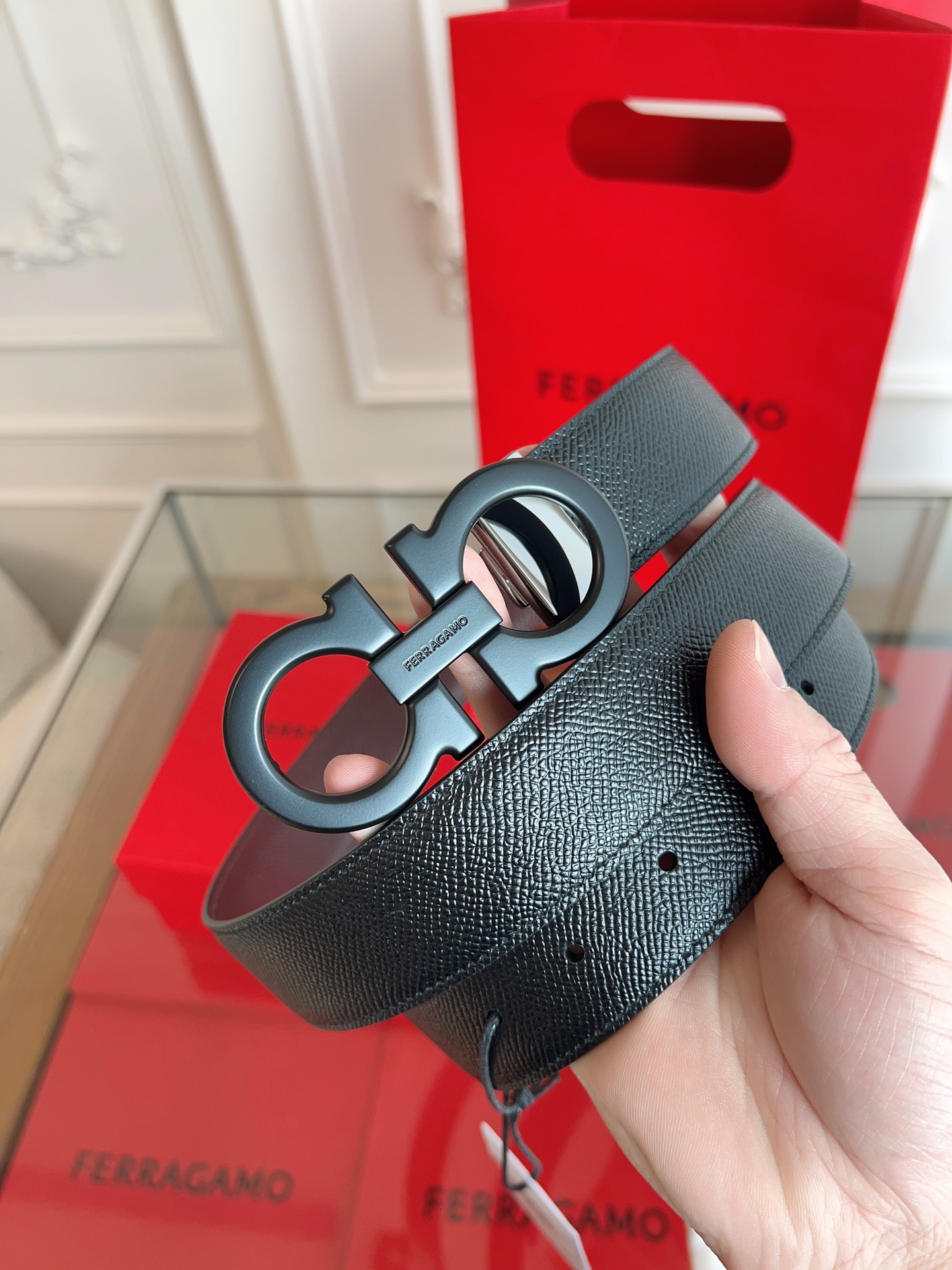 菲拉格慕3.5cm 原厂皮料 精密黄铜五金升级版NFC芯片正品厂I...