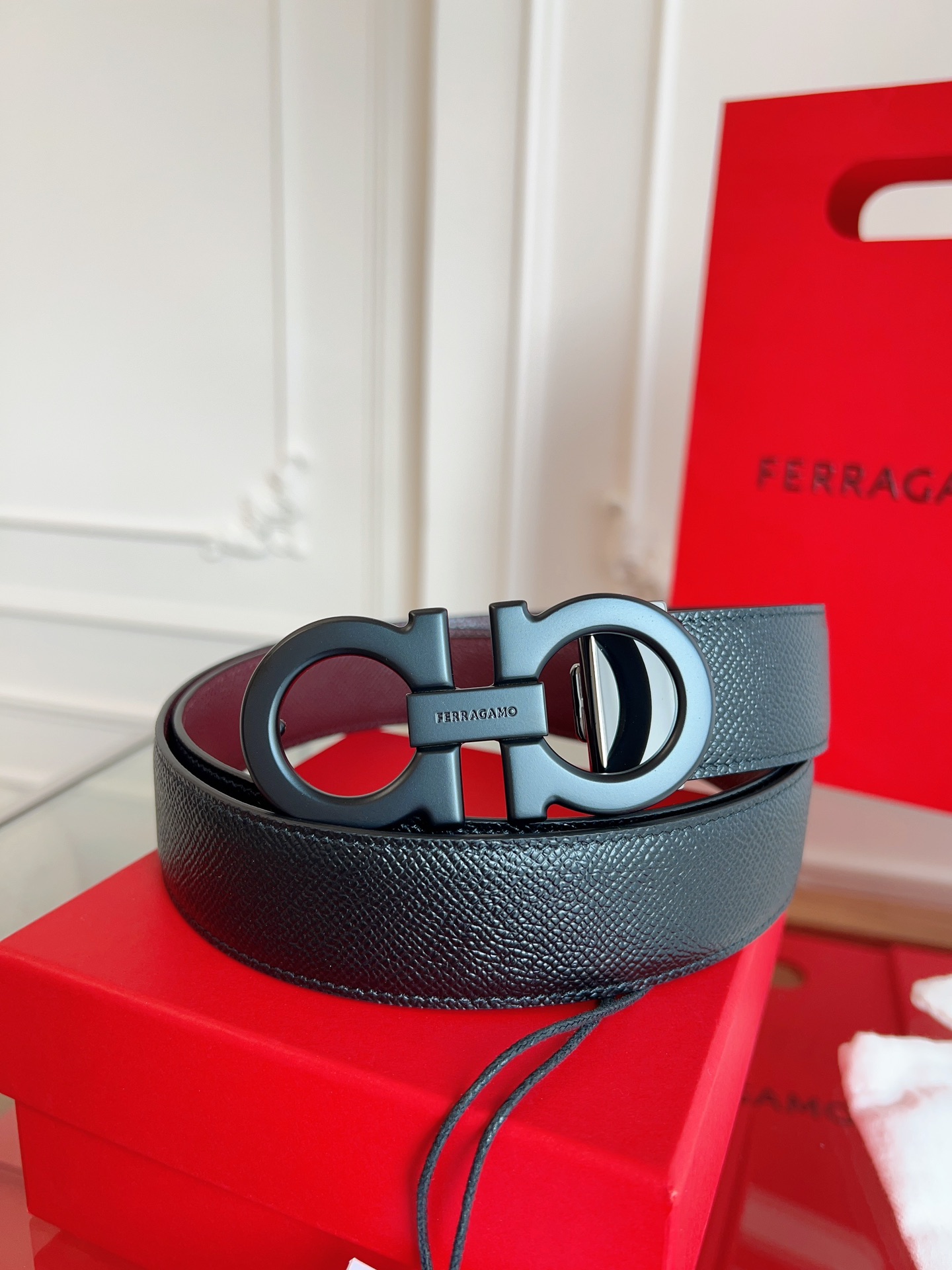 [Ferragamo Belts]Ferragamo 3.5cm original leather material Precision brass har