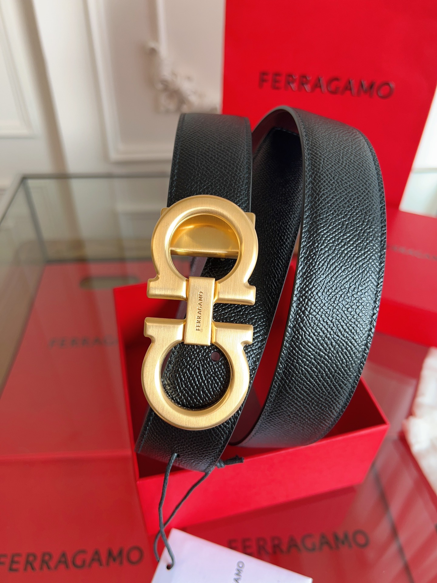 [Ferragamo Belts]Ferragamo 3.5cm original leather material Precision brass har