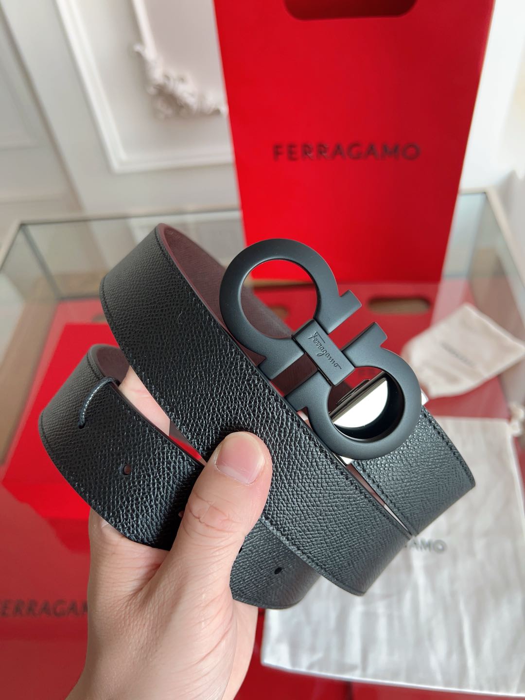 菲拉格慕3.5cm 原厂皮料 精密黄铜五金升级版NFC芯片 正品厂...