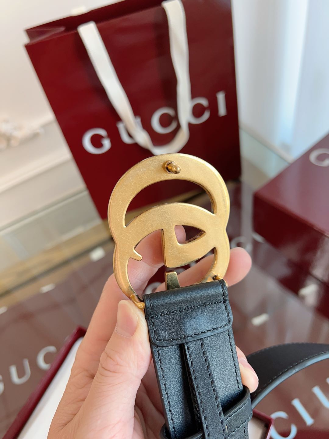 🉐️ Gucci古驰🇫🇷法国原厂皮料，黑色牛皮 原版开模镀金扣，品质毋庸置疑 没有更好 只有最好 尺寸4