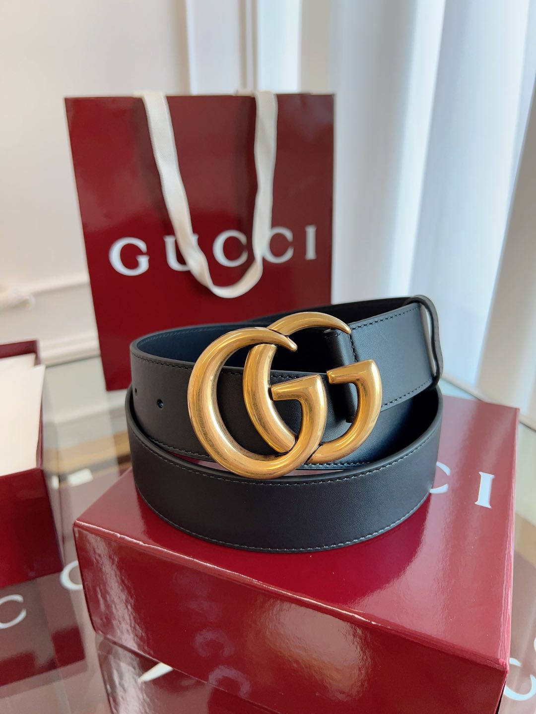🉐️ Gucci古驰🇫🇷法国原厂皮料，黑色牛皮 原版开模镀金扣，品质毋庸置疑 没有更好 只有最好 尺寸4