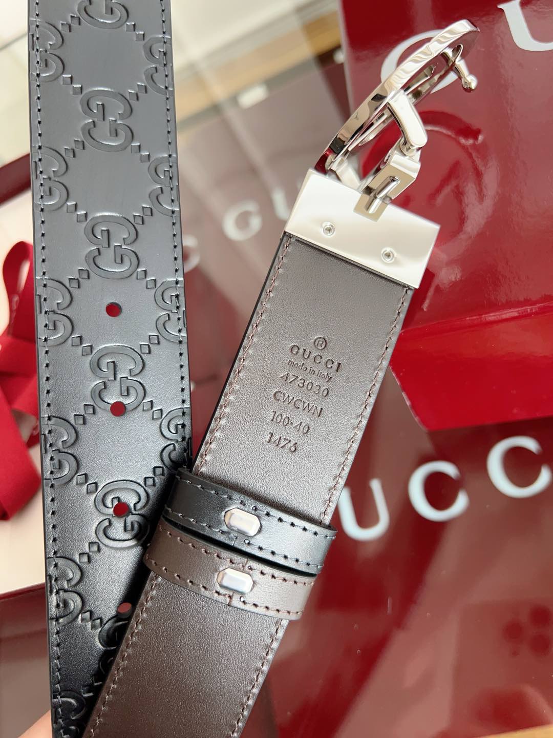 Gucci古驰🇫🇷法国原厂皮料，黑色牛皮 品质毋庸置疑 没有更好 只有最好 尺寸3.7厘米