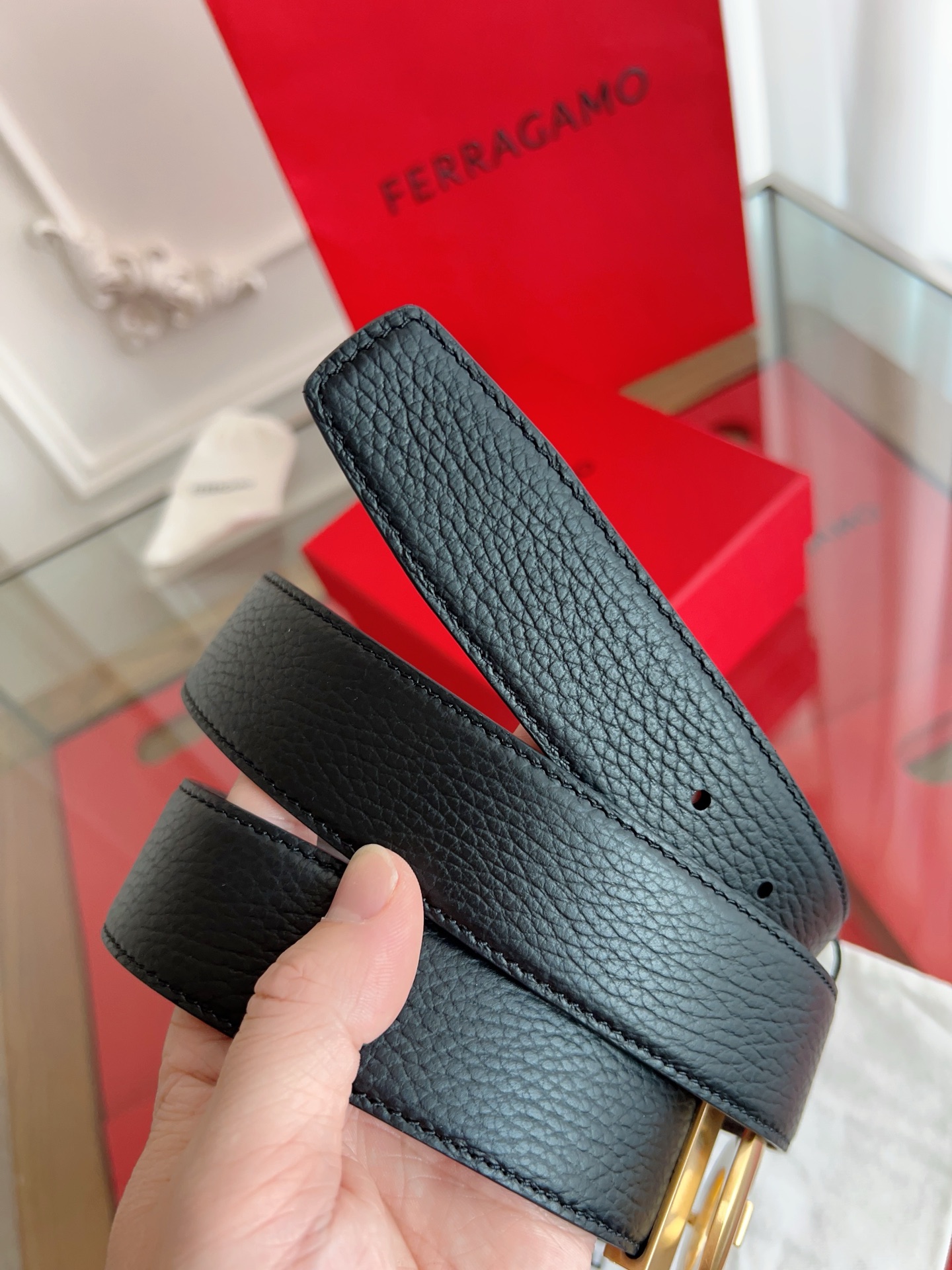 Fashion Belt with NFC Chip Security and Self-Cut Length, Double-Headed Cow Skin, 3.5 cm - 图片 7