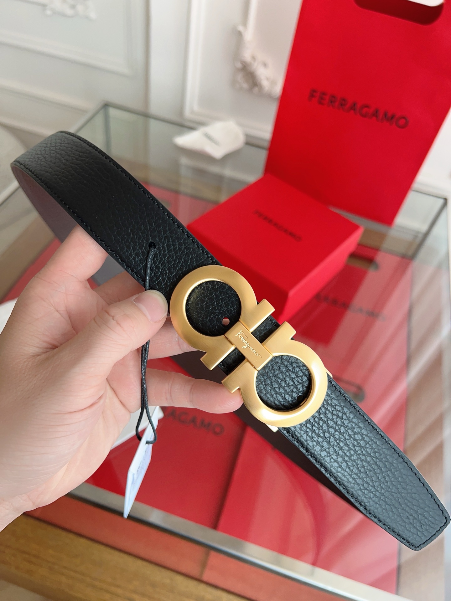 Fashion Belt with NFC Chip Security and Self-Cut Length, Double-Headed Cow Skin, 3.5 cm - 图片 3