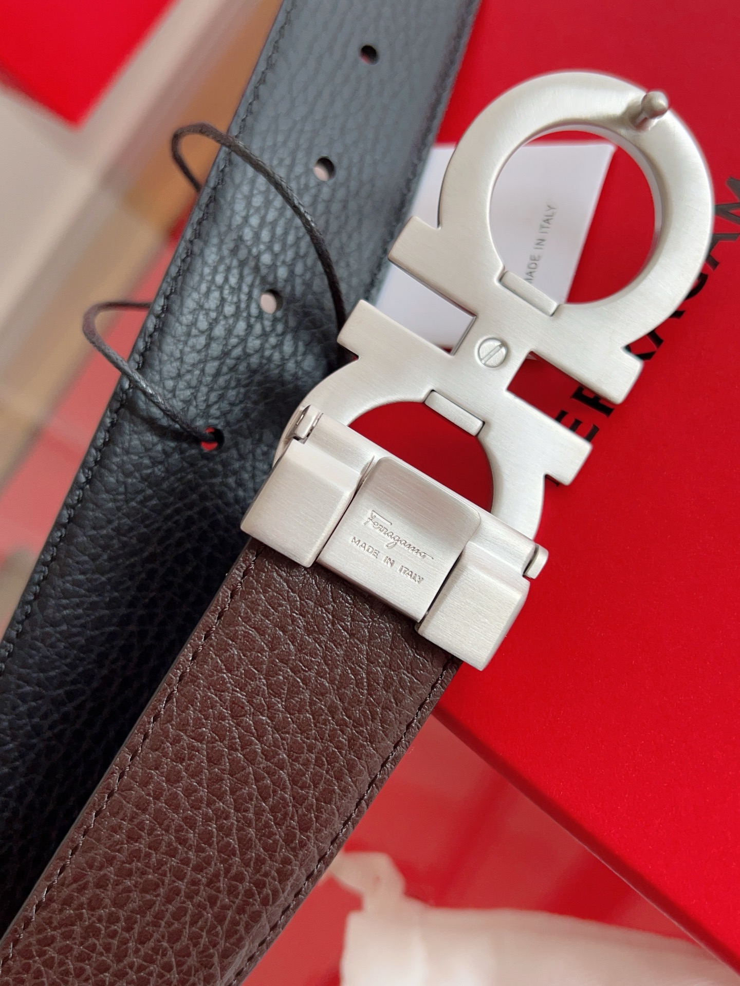 Fashion Belt with Double-Headed Cow Skin and NFC Chip Security, 3.5 cm Width - 图片 7