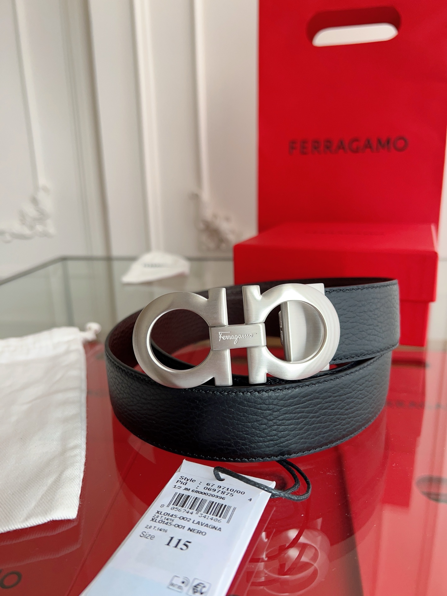Fashion Belt with Double-Headed Cow Skin and NFC Chip Security, 3.5 cm Width - 图片 2