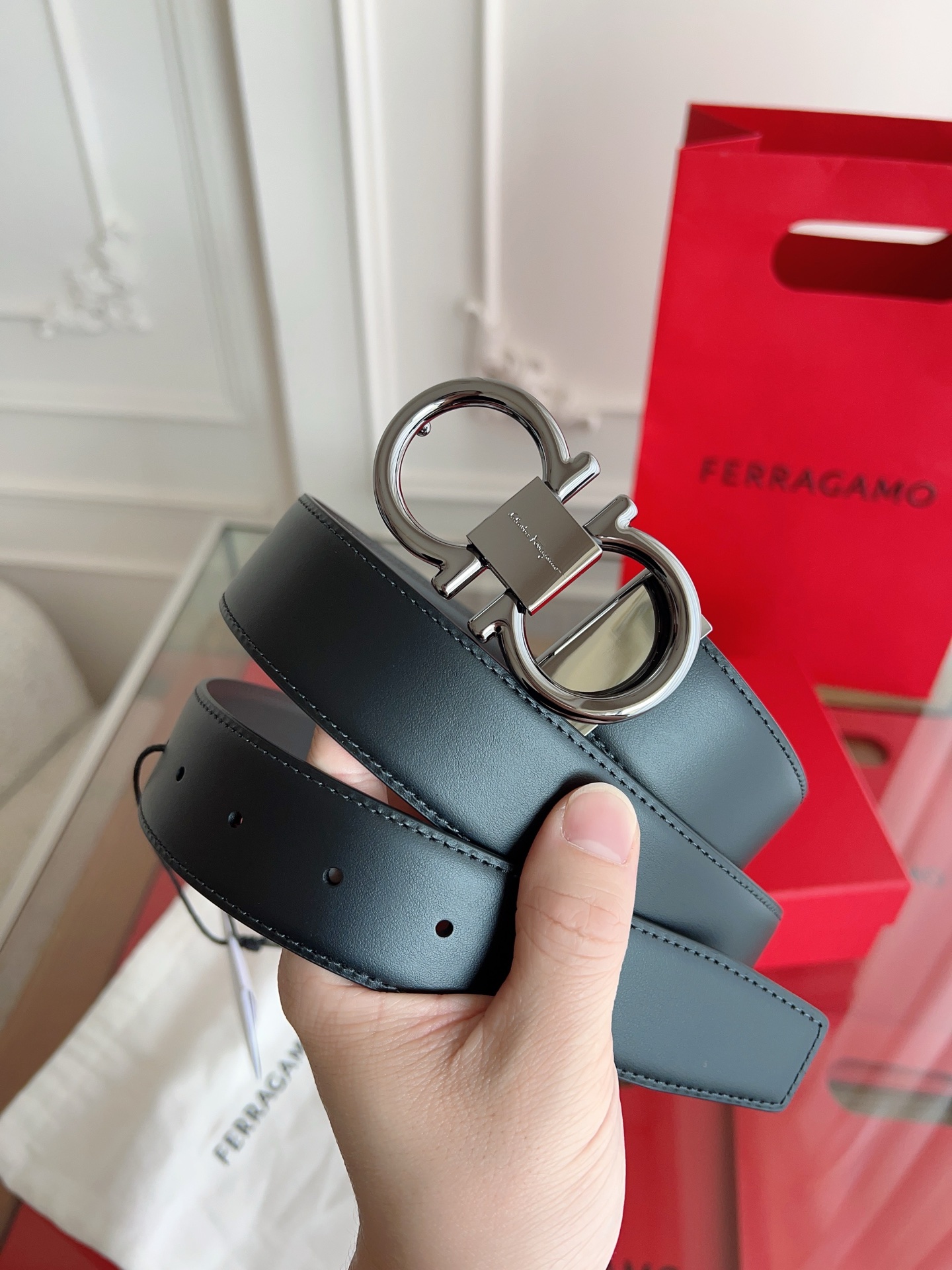 菲拉格慕3.5cm 原厂皮料 精密黄铜五金升级版NFC芯片 正品厂...