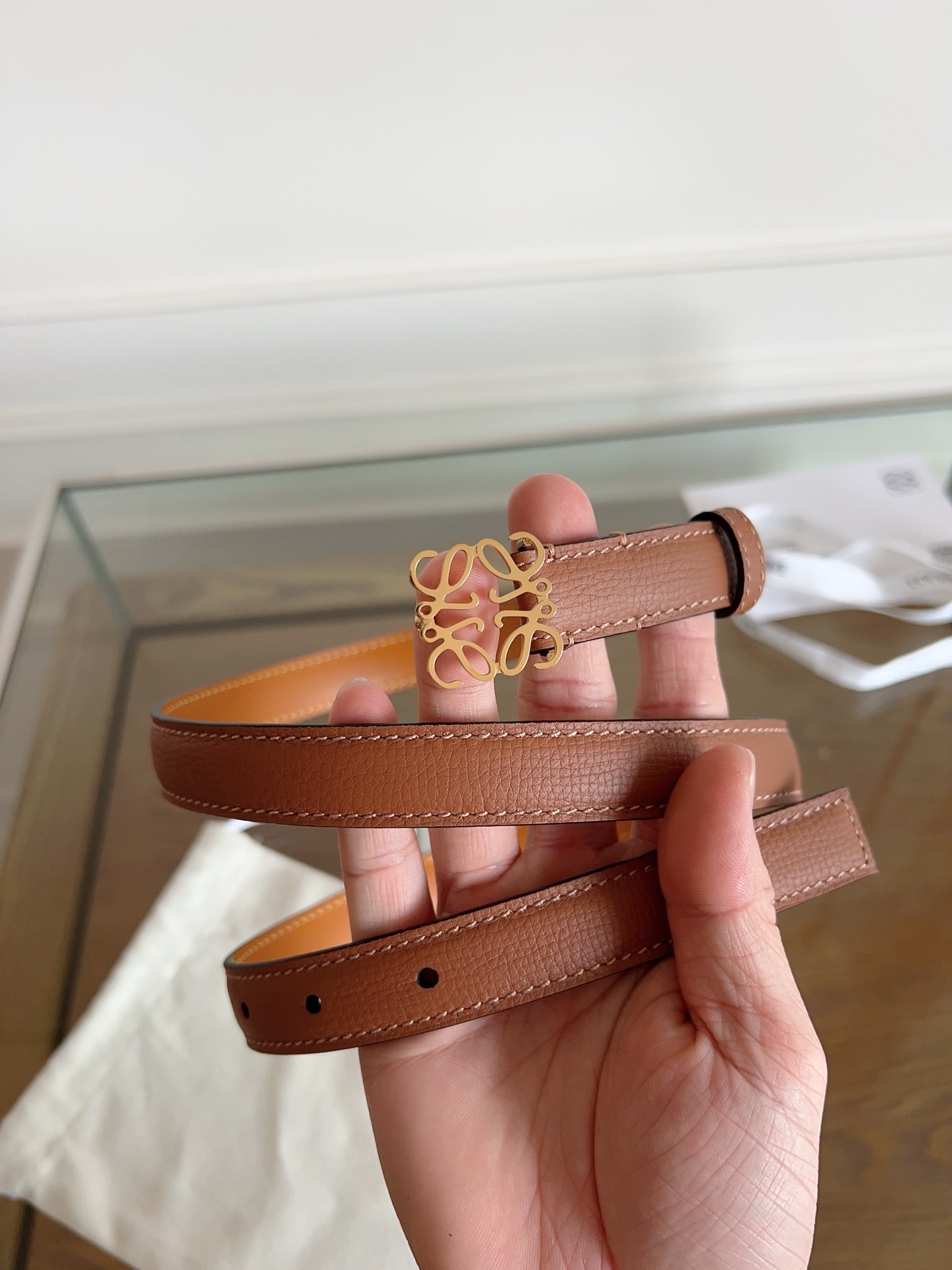 LOEWE罗意威西班牙原厂皮料鹅卵石纹棕色牛皮