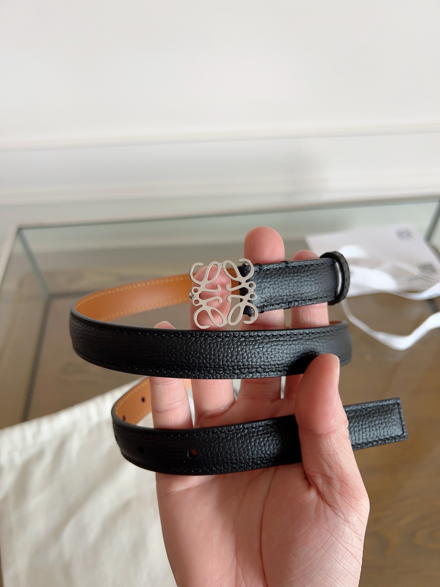 LOEWE罗意威西班牙原厂皮料鹅卵石纹黑色牛皮