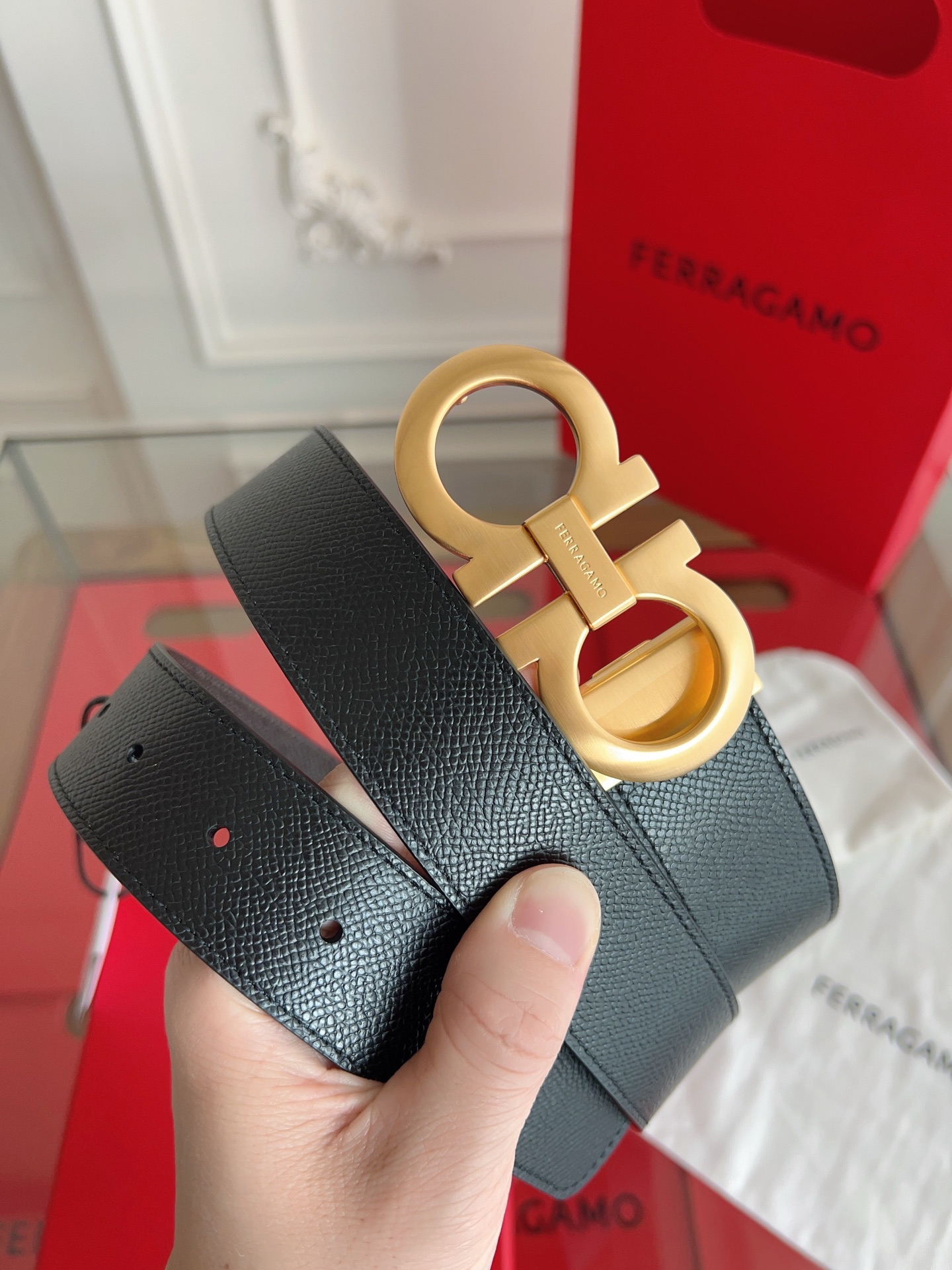 菲拉格慕3.5cm 原厂皮料 精密黄铜五金升级版NFC芯片 正品厂...