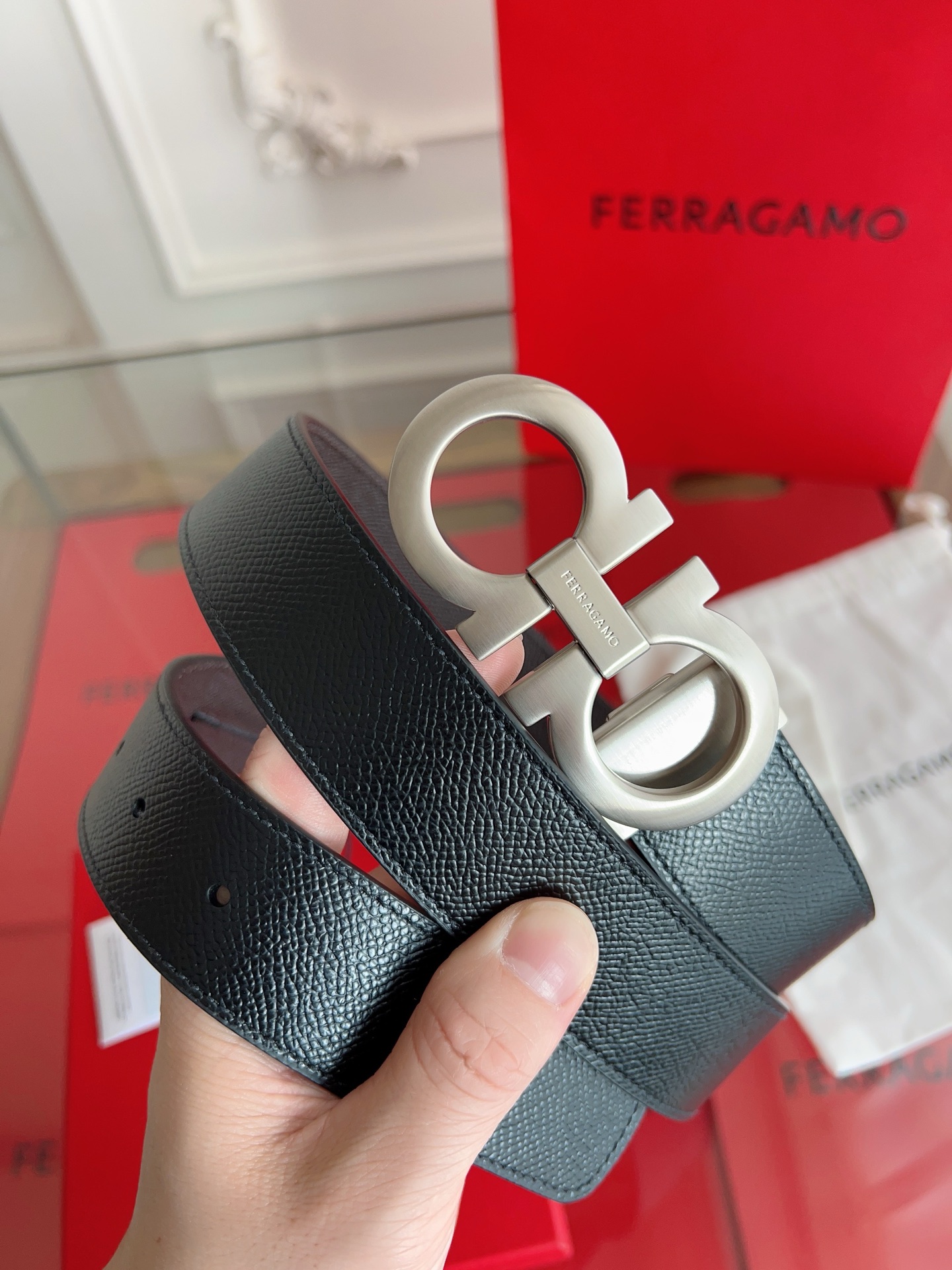 菲拉格慕3.5cm 原厂皮料 精密黄铜五金升级版NFC芯片 正品厂...