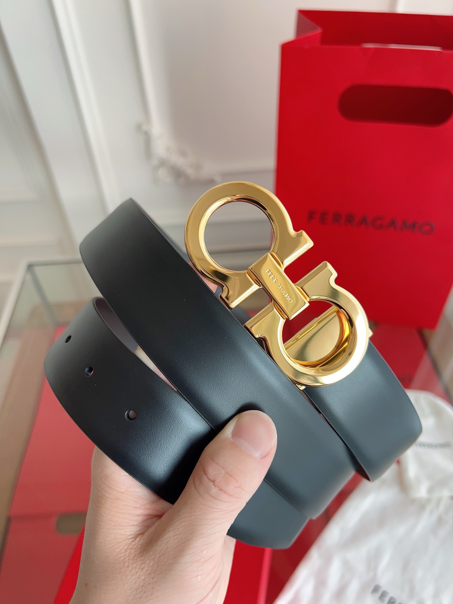 菲拉格慕3.5cm 原厂皮料 精密黄铜五金升级版NFC芯片 正品厂...