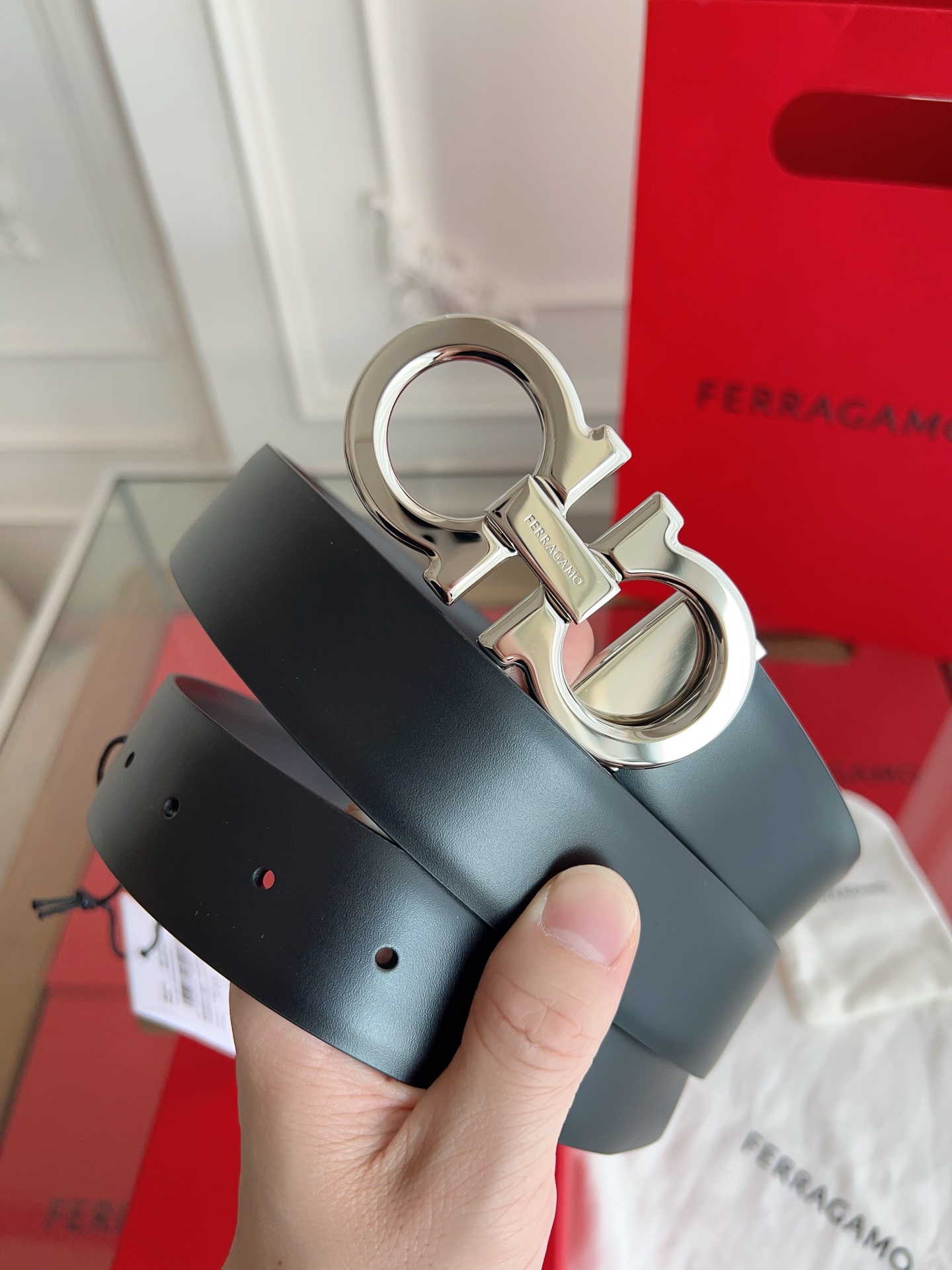 菲拉格慕3.5cm 原厂皮料 精密黄铜五金升级版NFC芯片 正品厂...