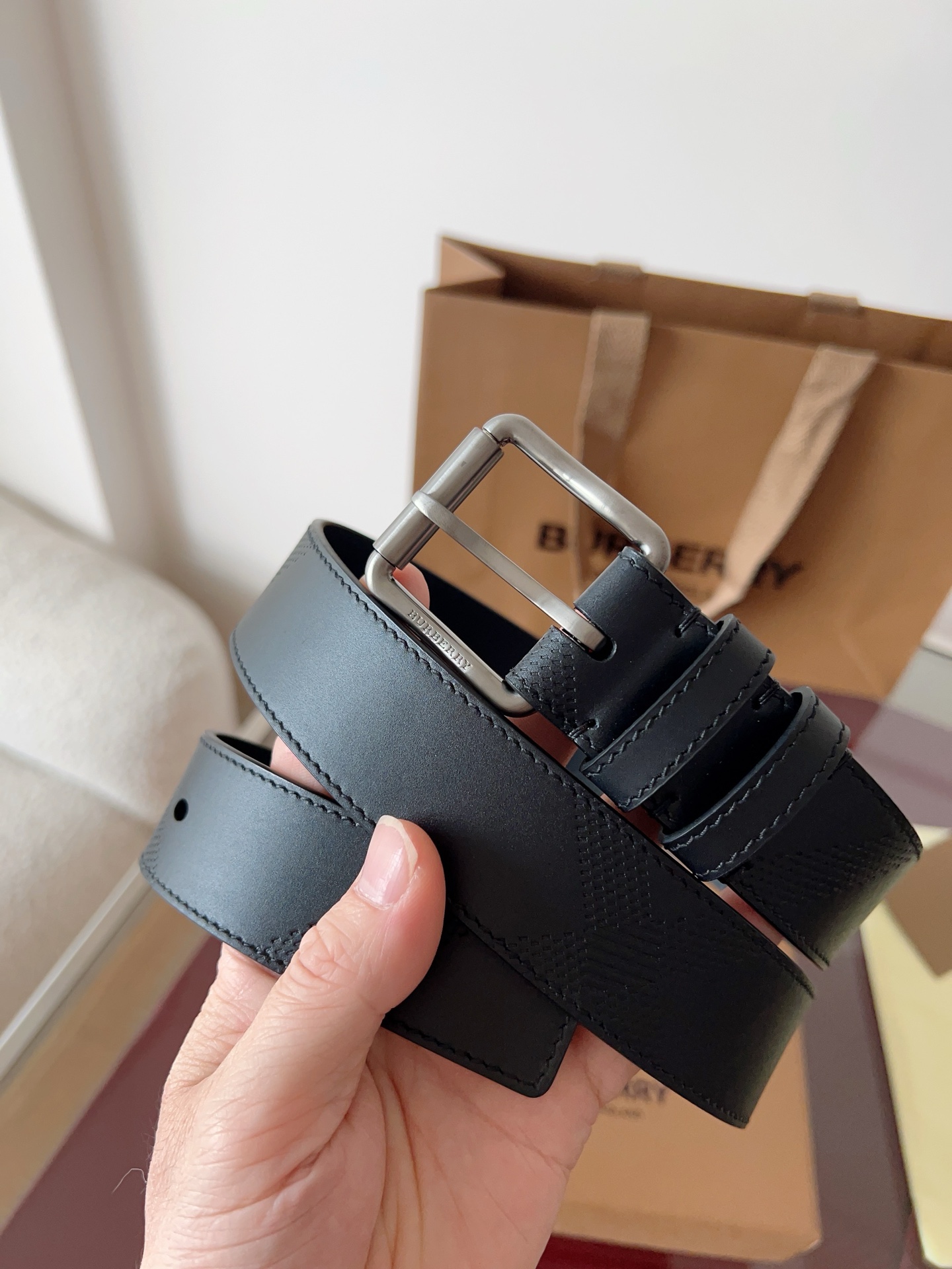 Burberry 3.5厘米黑色全皮