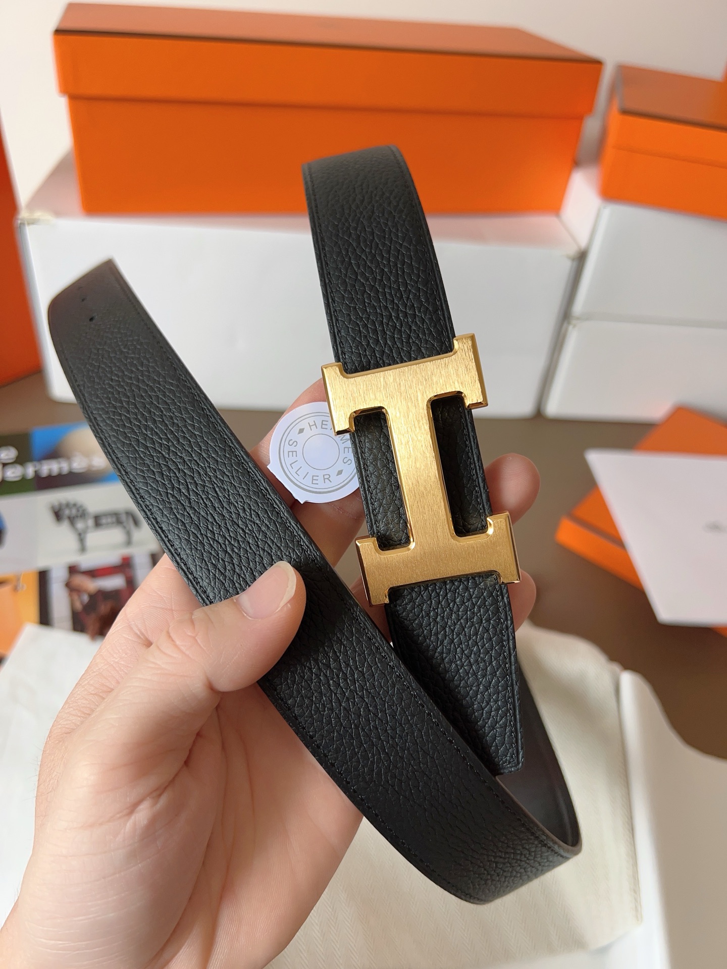 HERMES全新工艺3.2cm双面腰带