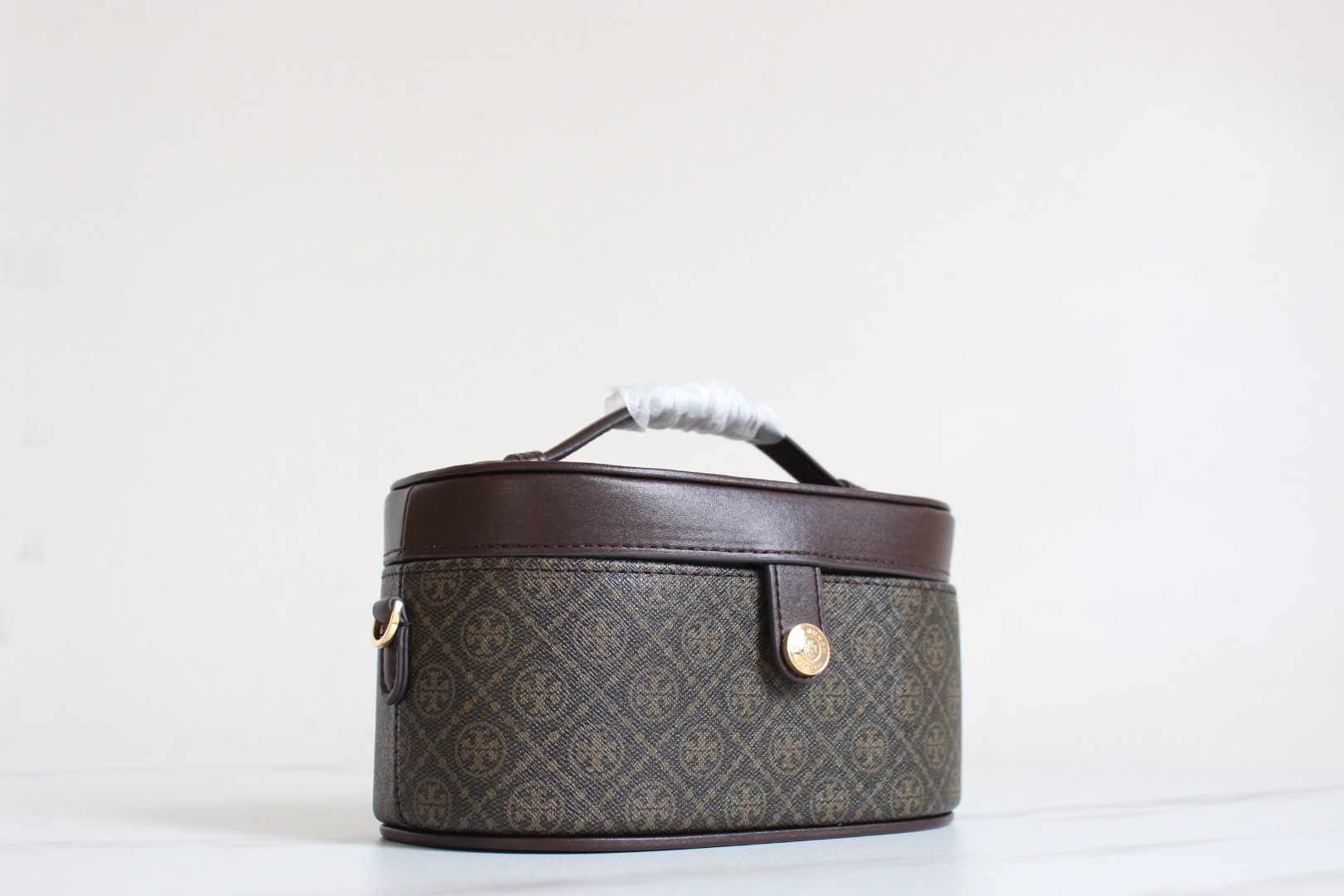 Tory Burch ～ToryBurch新款帆布印刷餐盒包 Tmonogram迷你化妆盒子包 配有可拆卸调节长肩带