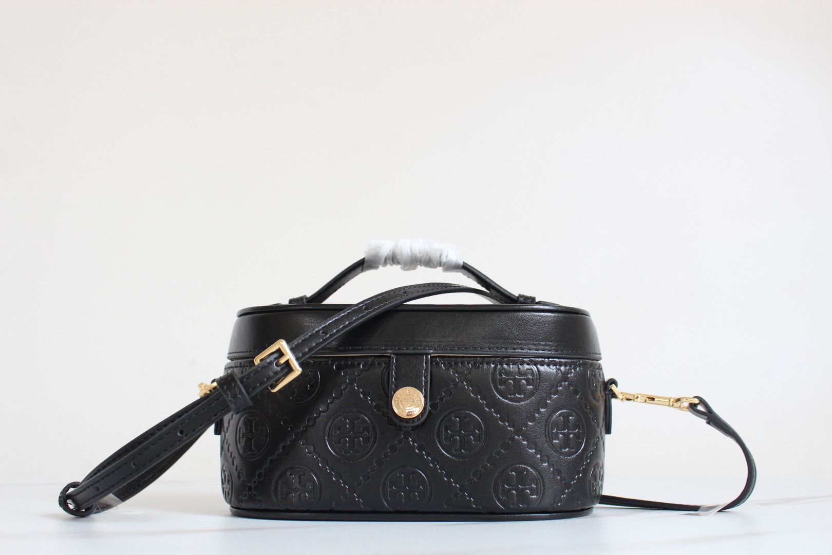 Tory Burch ～ToryBurch新款压纹餐盒包 Tmonogram迷你化妆盒子包 配有可拆卸调节长肩带