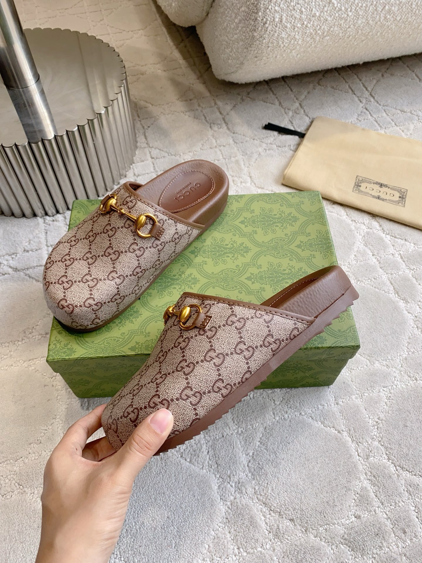Gucci GG Canvas Horsebit Mule Slippers