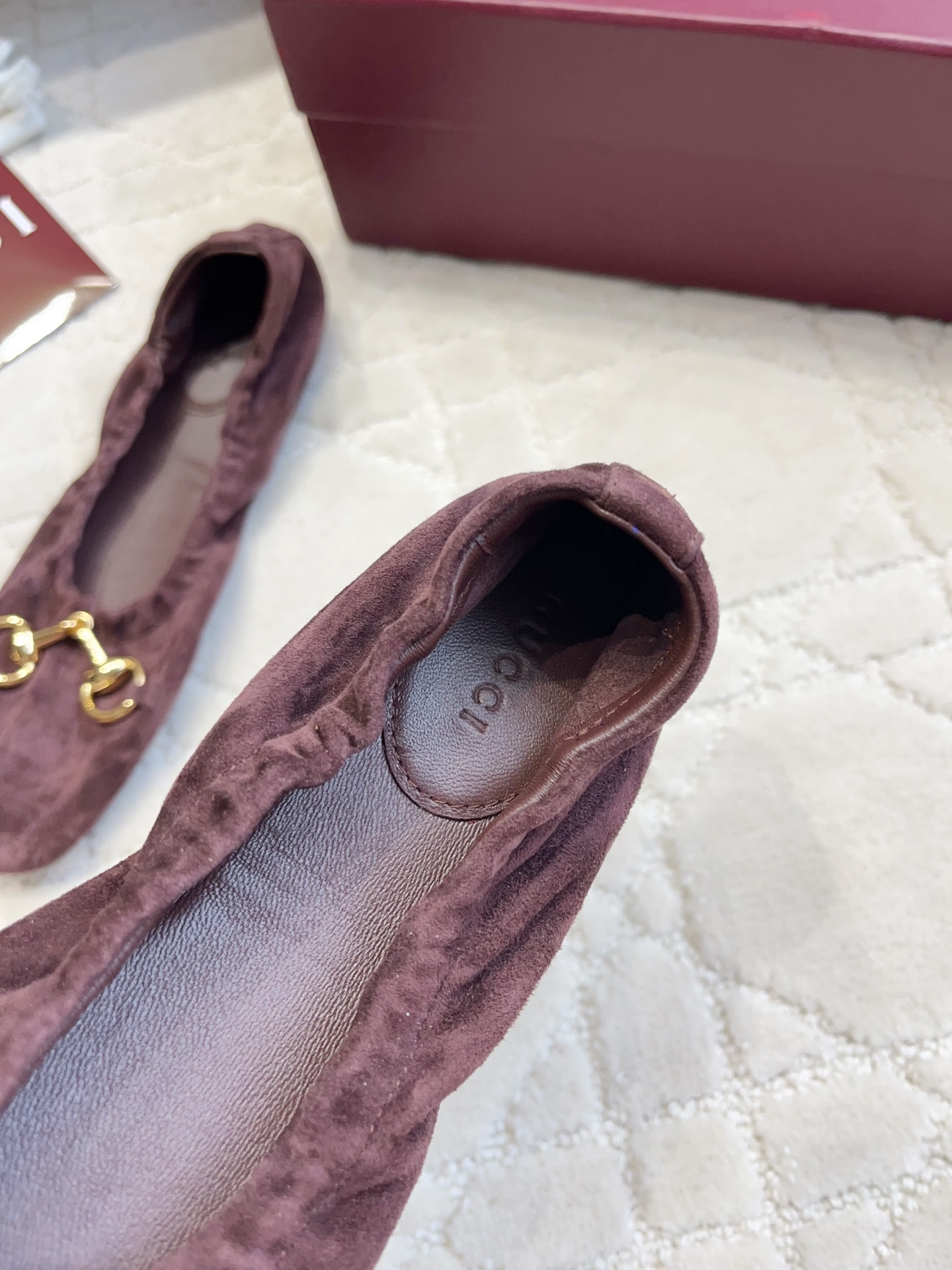 Gucci Horsebit Velvet Gathered Ballet Flats