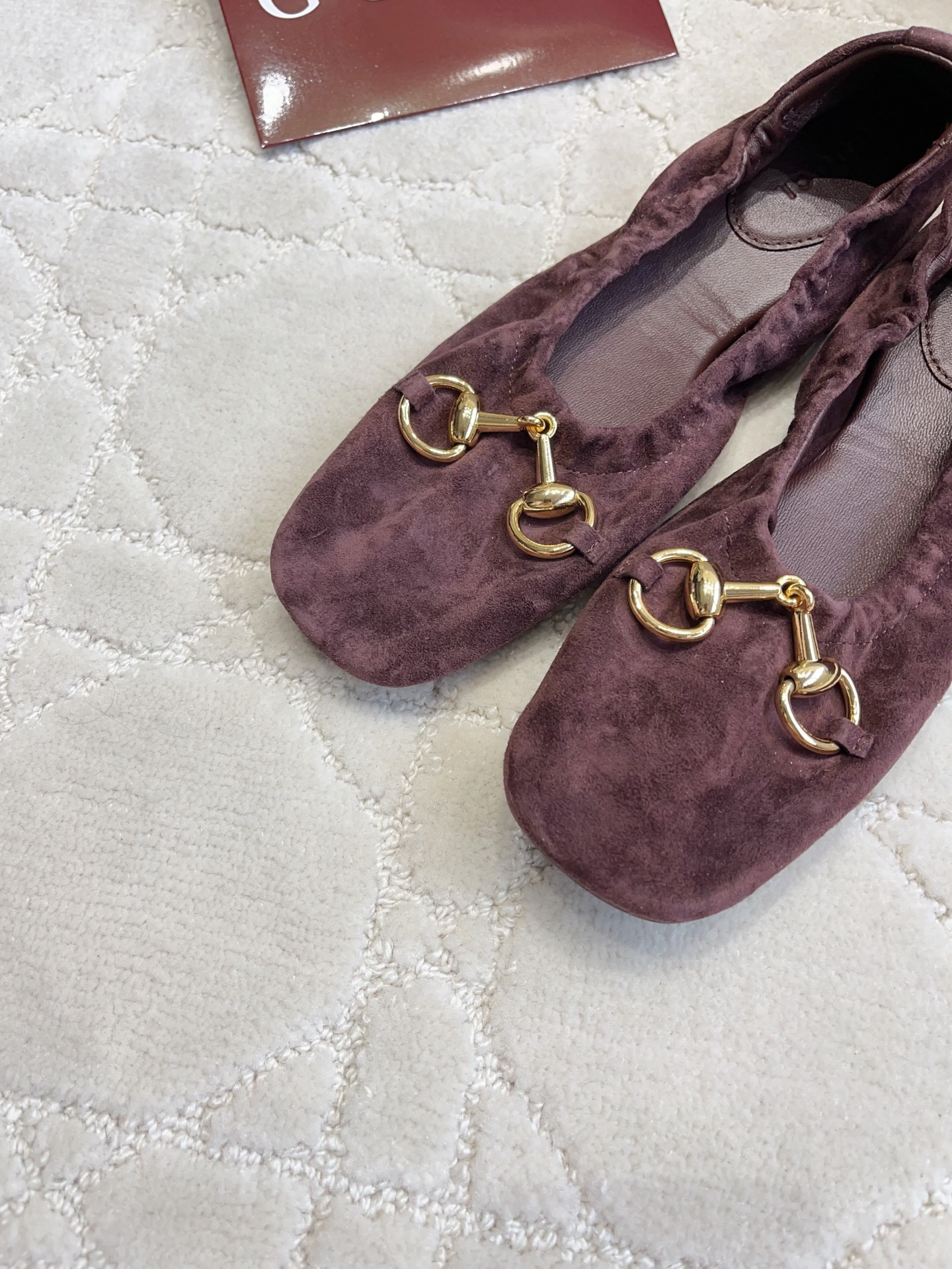 Gucci Horsebit Velvet Gathered Ballet Flats