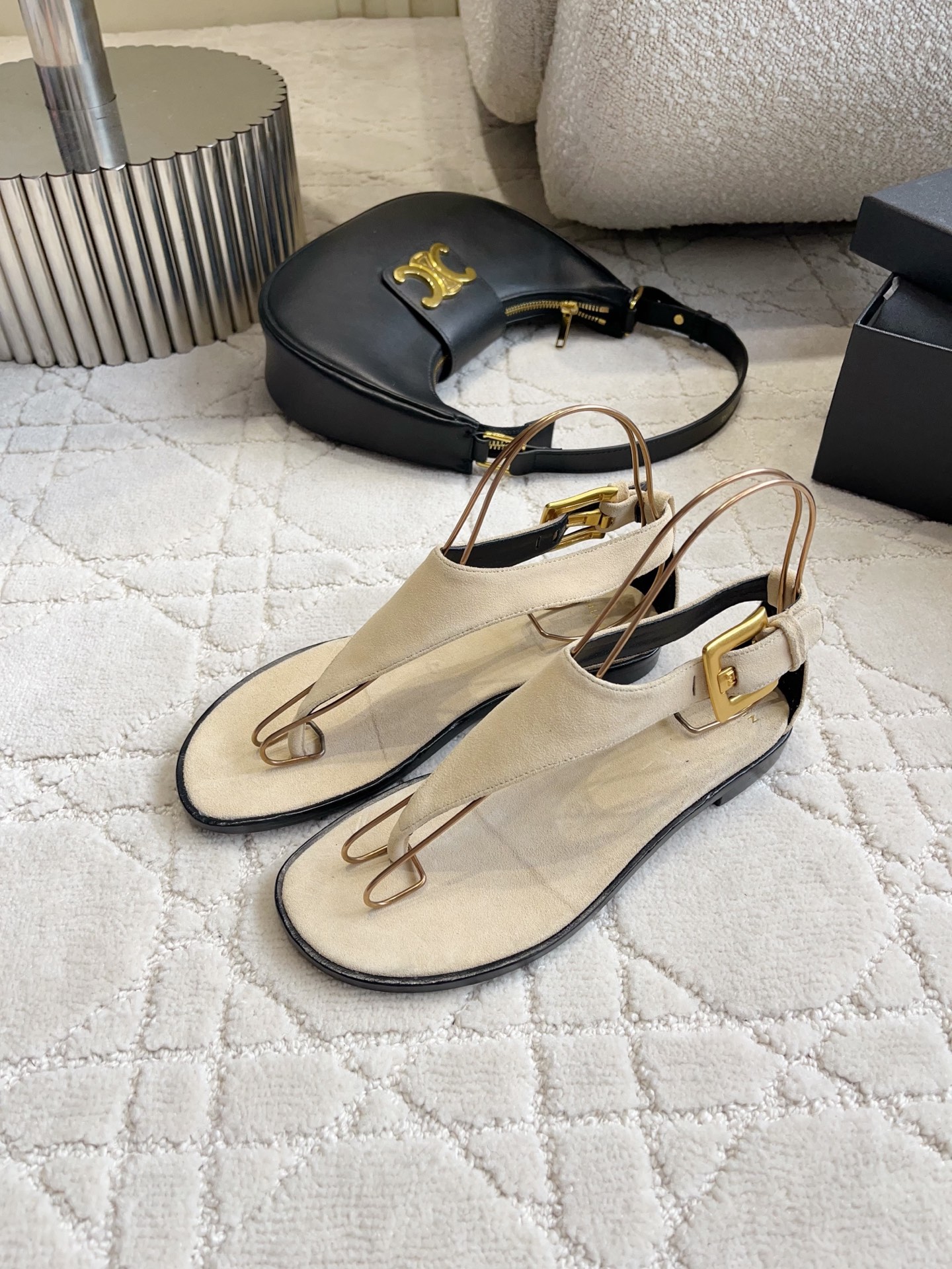 Balmain Metal Wire Thong Sandals