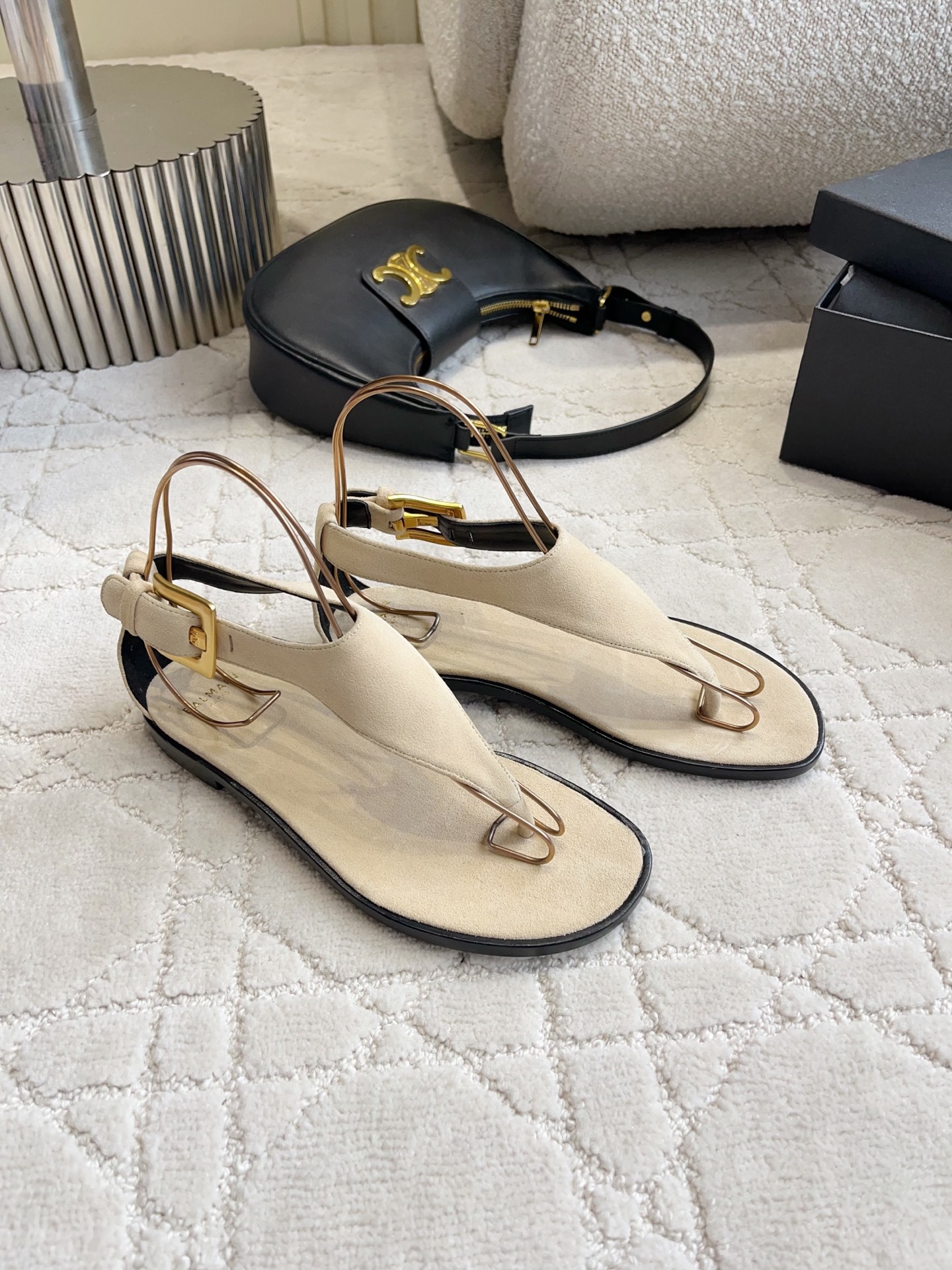 Balmain Metal Wire Thong Sandals
