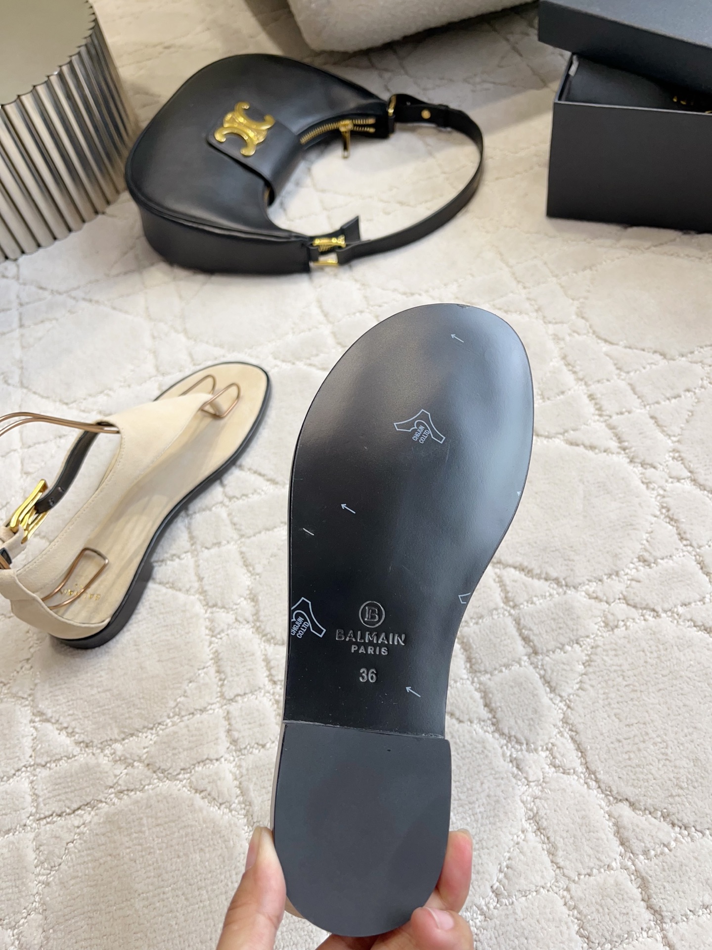 Balmain Metal Wire Thong Sandals