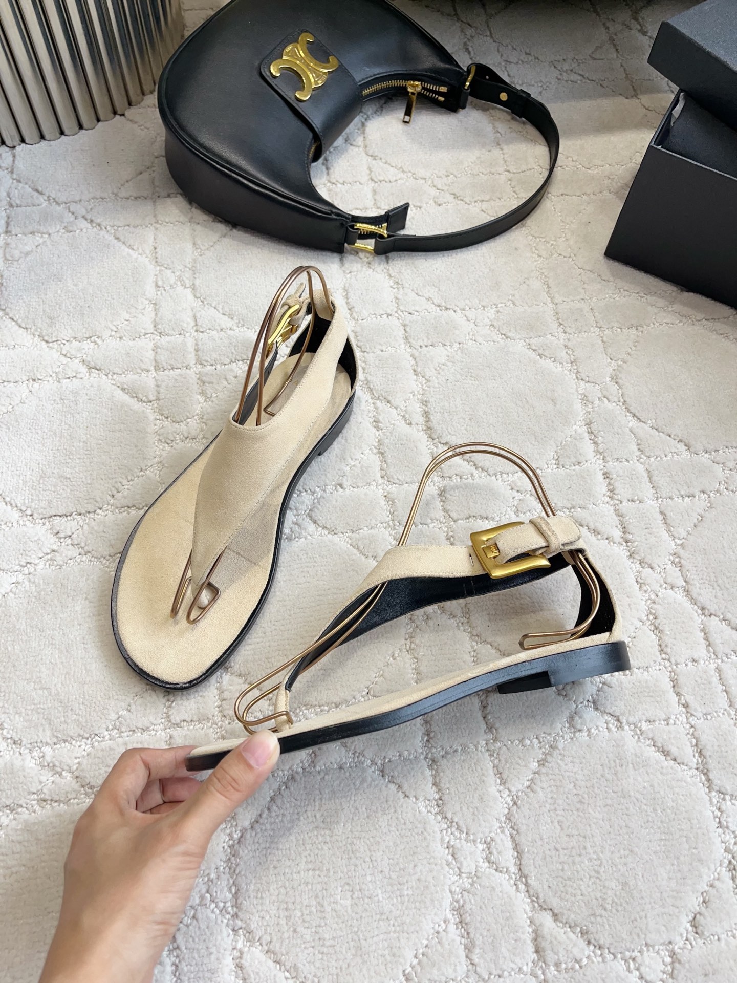 Balmain Metal Wire Thong Sandals