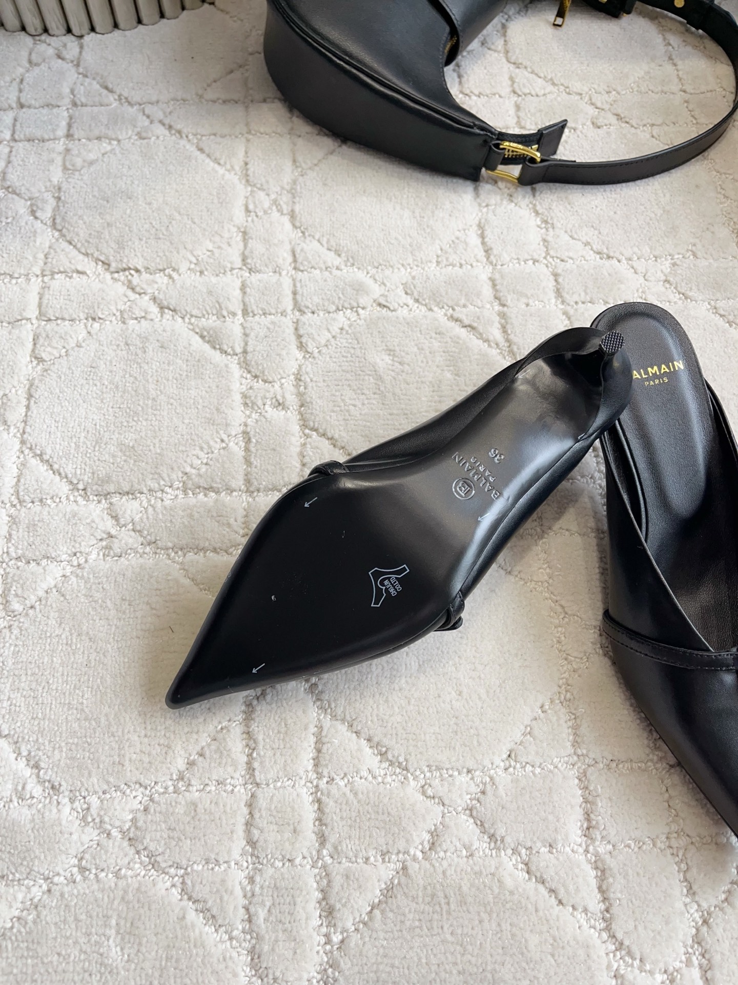 Balmain Chain Logo Pointed Mules