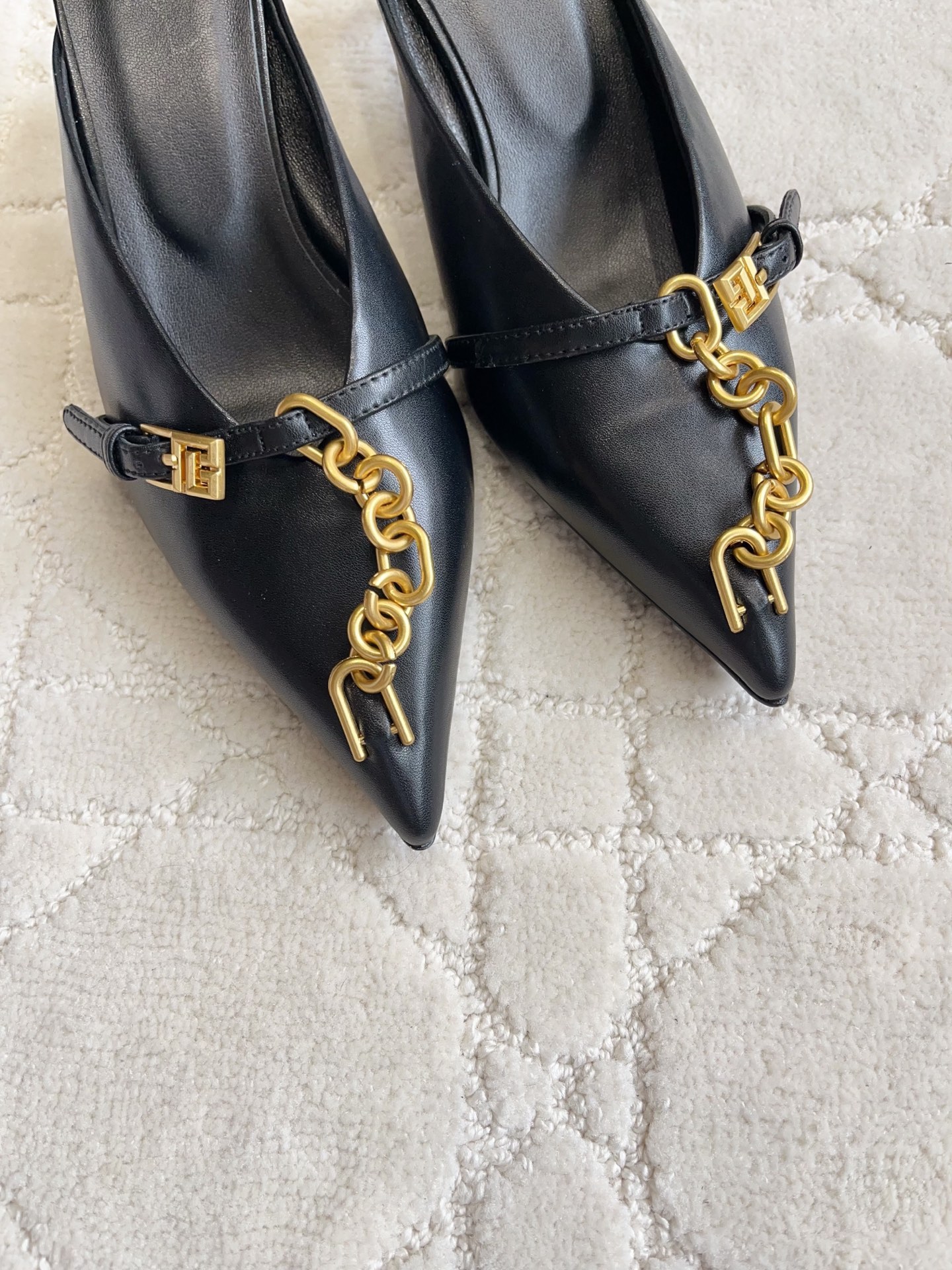 Balmain Chain Logo Pointed Mules