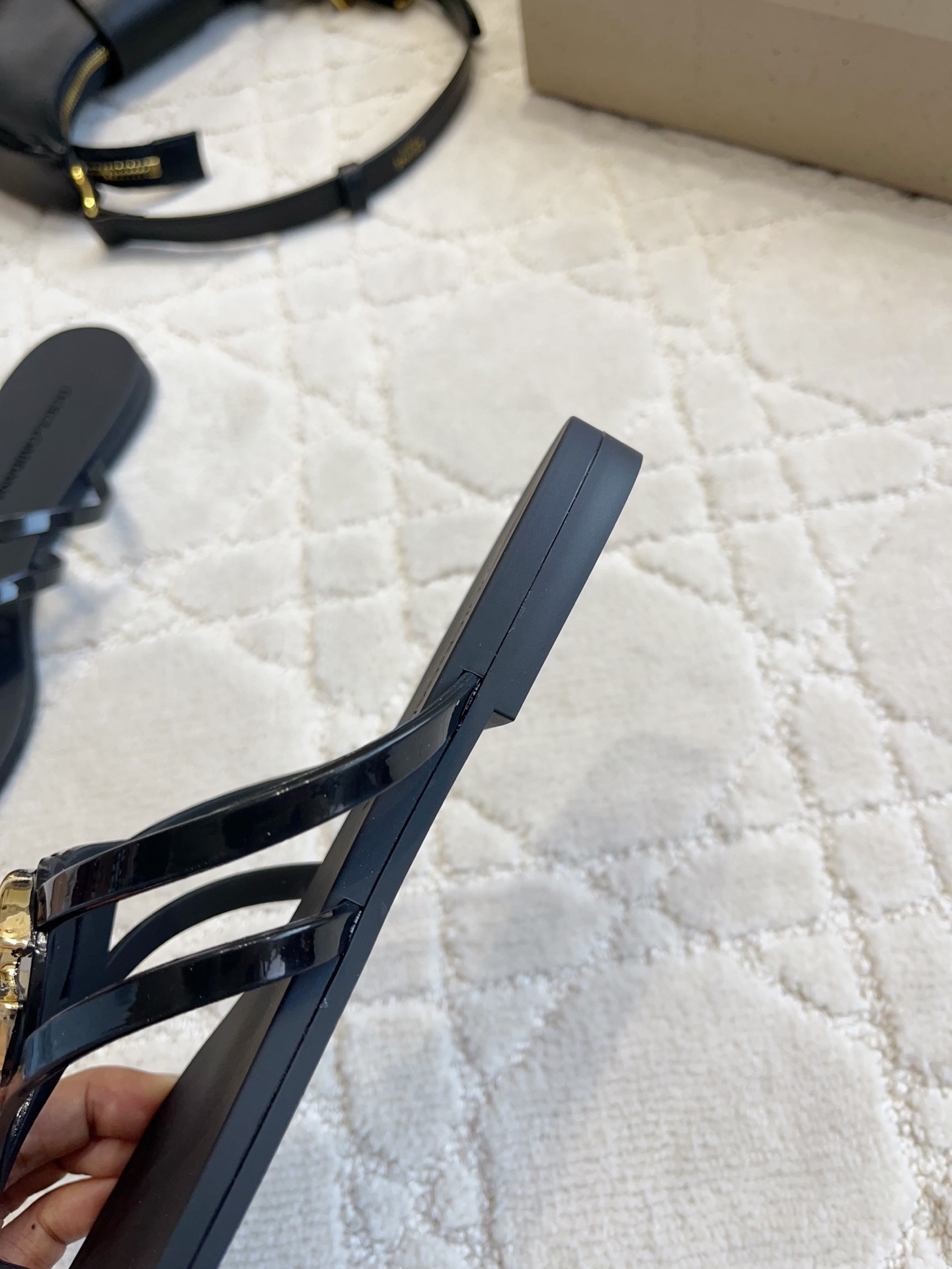 D&G Black DG Logo Jelly Flip Flops