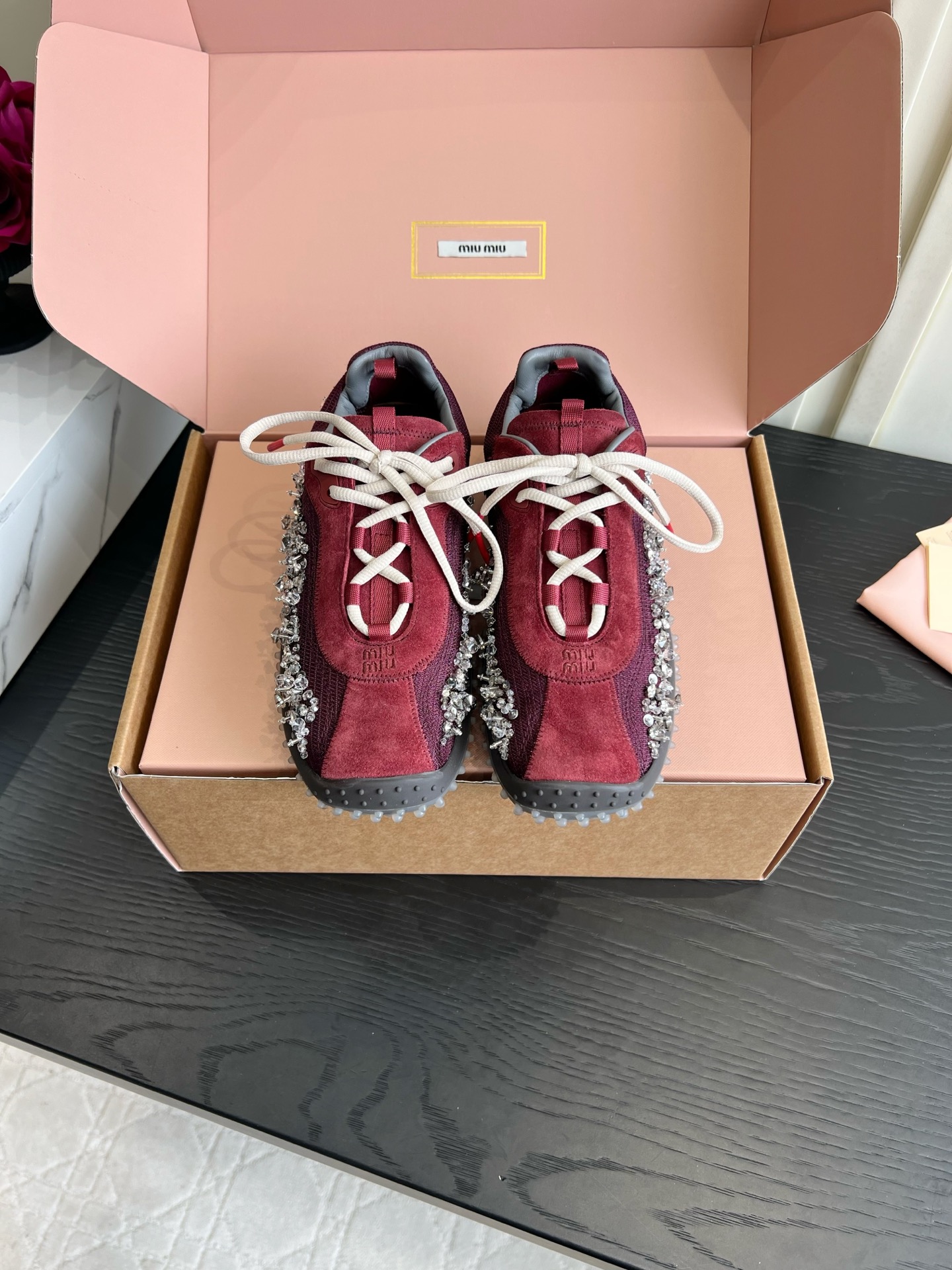 Pink Lace Up Sneakers
